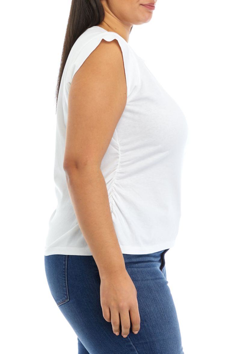 Plus Size Solid Shirred T-Shirt