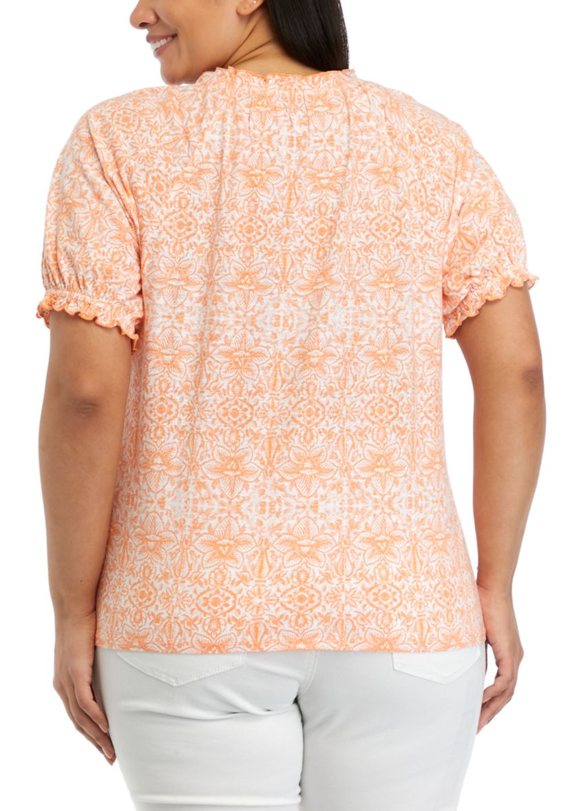 Plus Size Pintuck Peasant Top