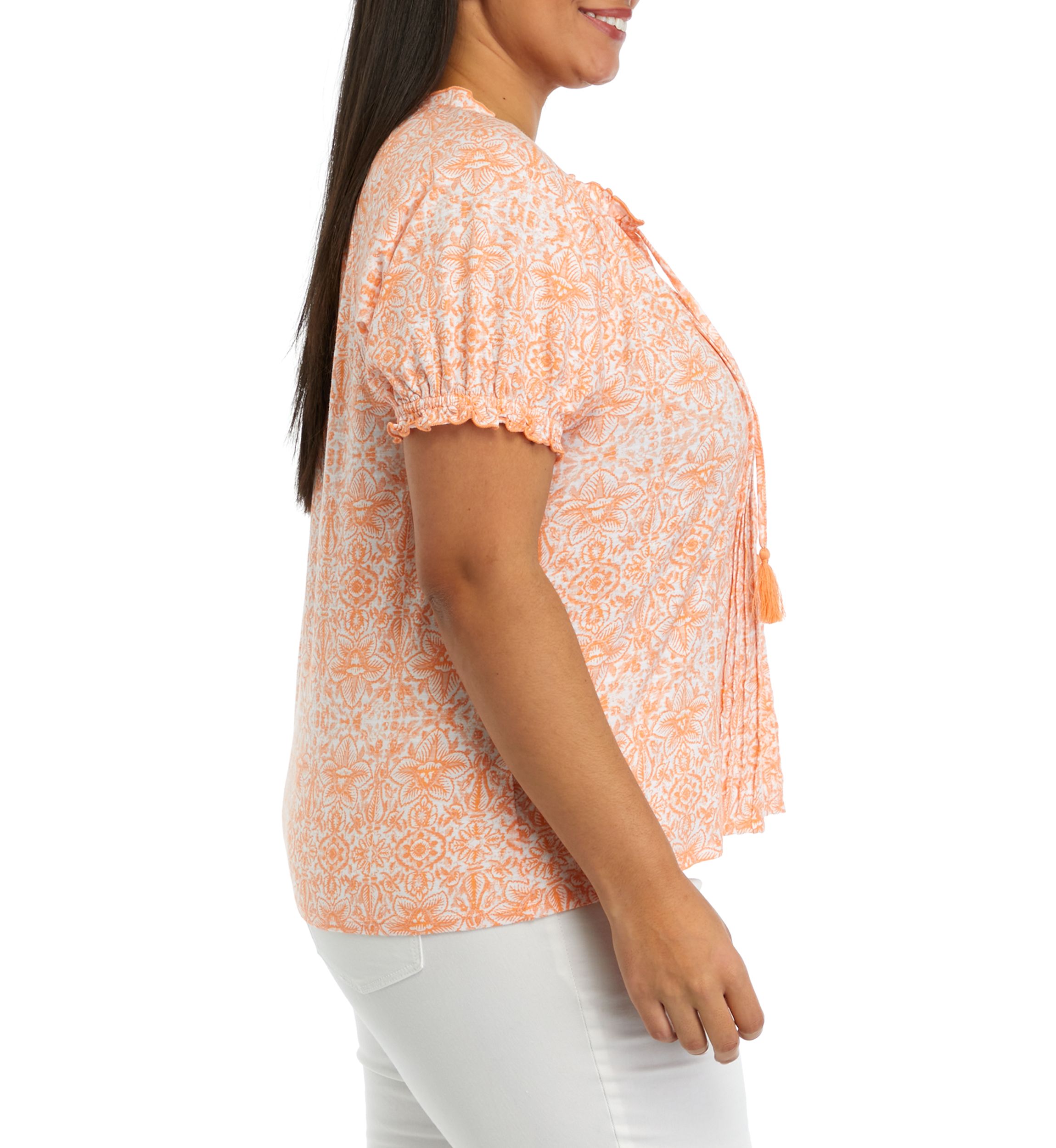 Plus Size Pintuck Peasant Top