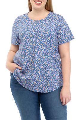 Womens Tops Plus Size Fashion 2023 Round Neck Short Sleeve Retro T-Shirt  Womens Top Dressy Casual Easter Printed Tops