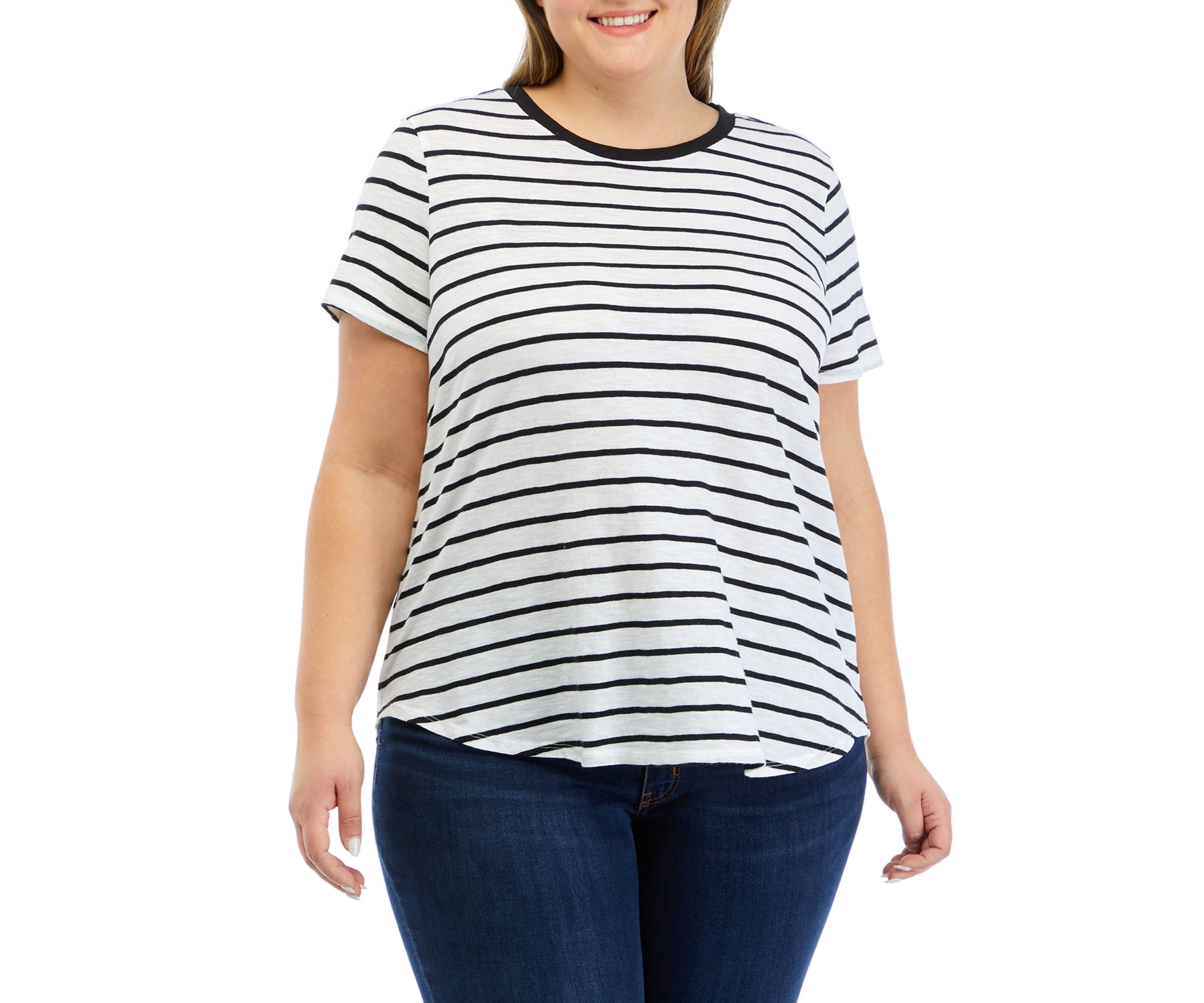 Plus Size Printed Crew Neck Top