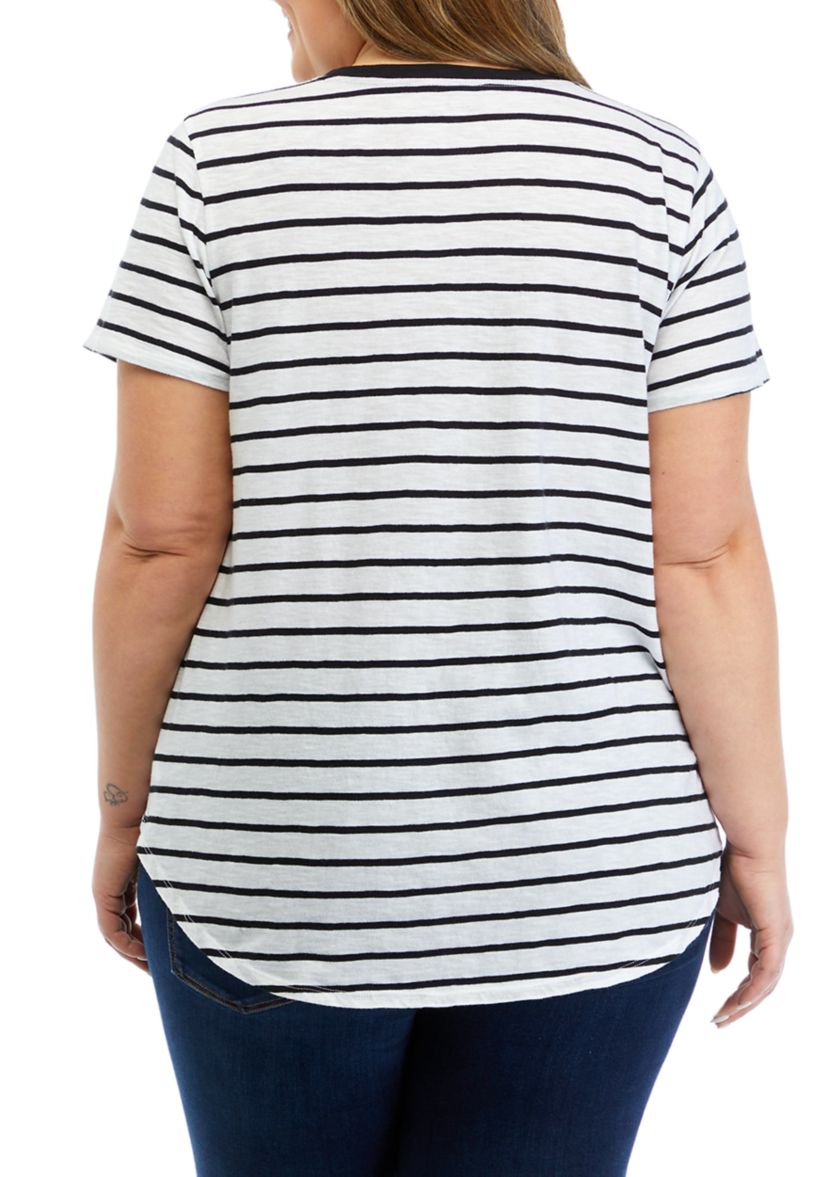 Plus Size Printed Crew Neck Top