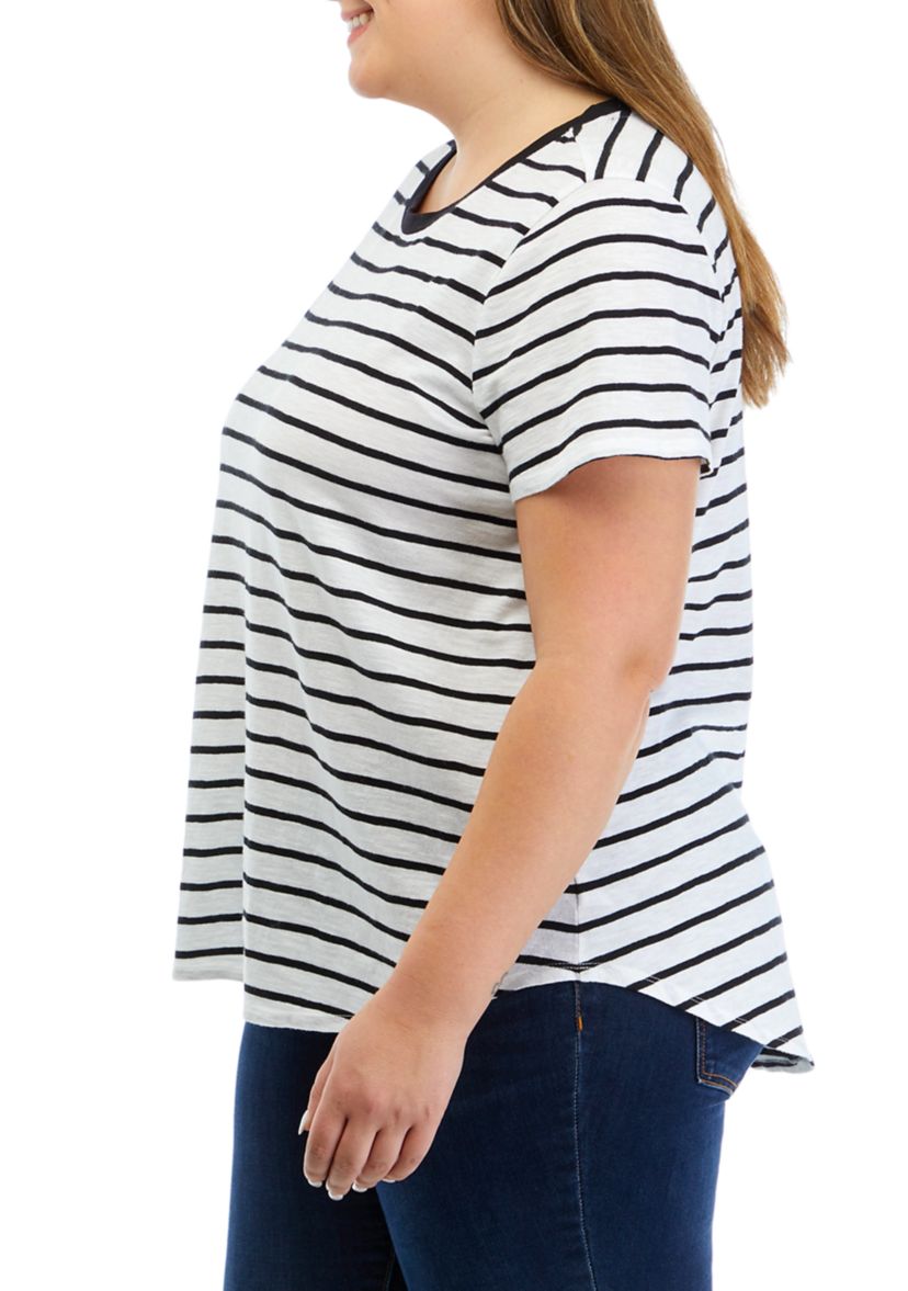 Plus Size Printed Crew Neck Top