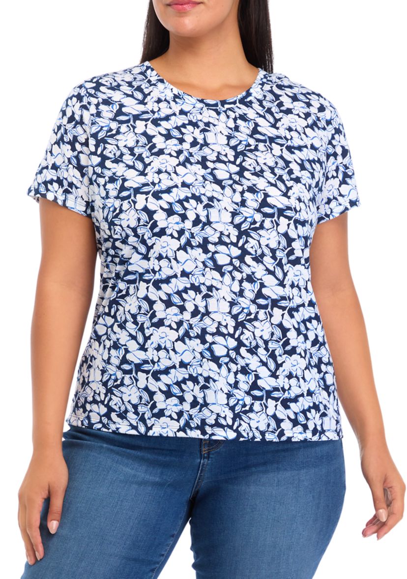 Plus Size Short Sleeve Printed Top