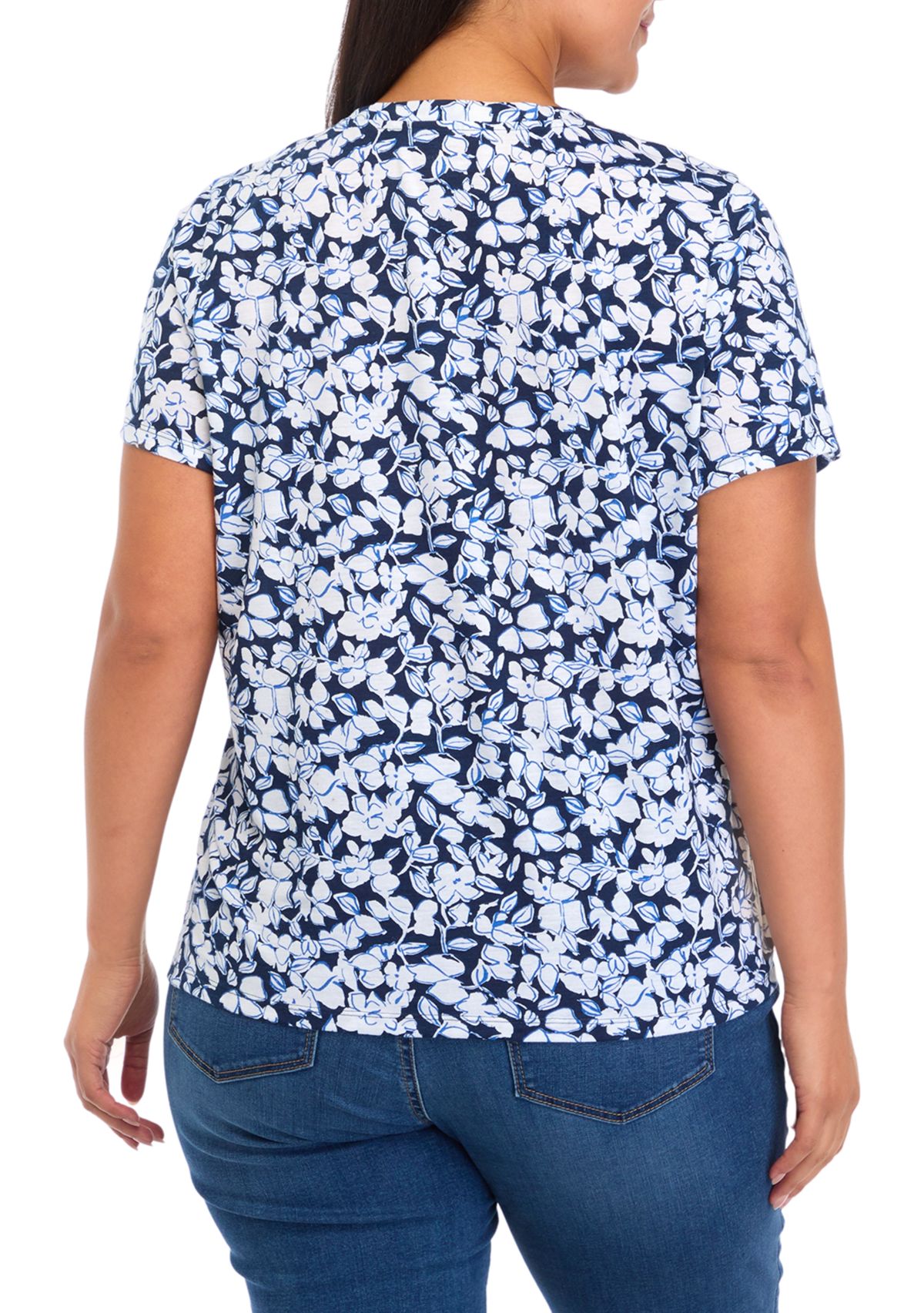 Plus Size Short Sleeve Printed Top