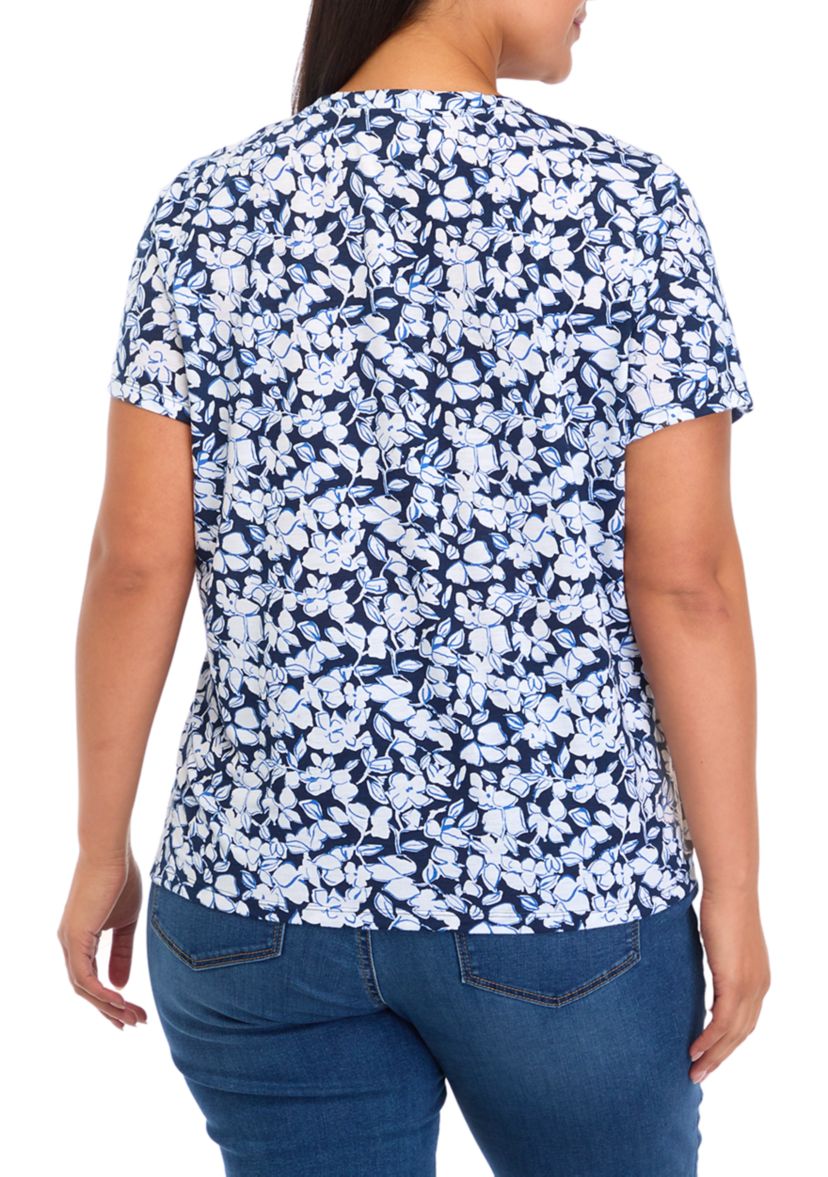 Plus Size Short Sleeve Printed Top