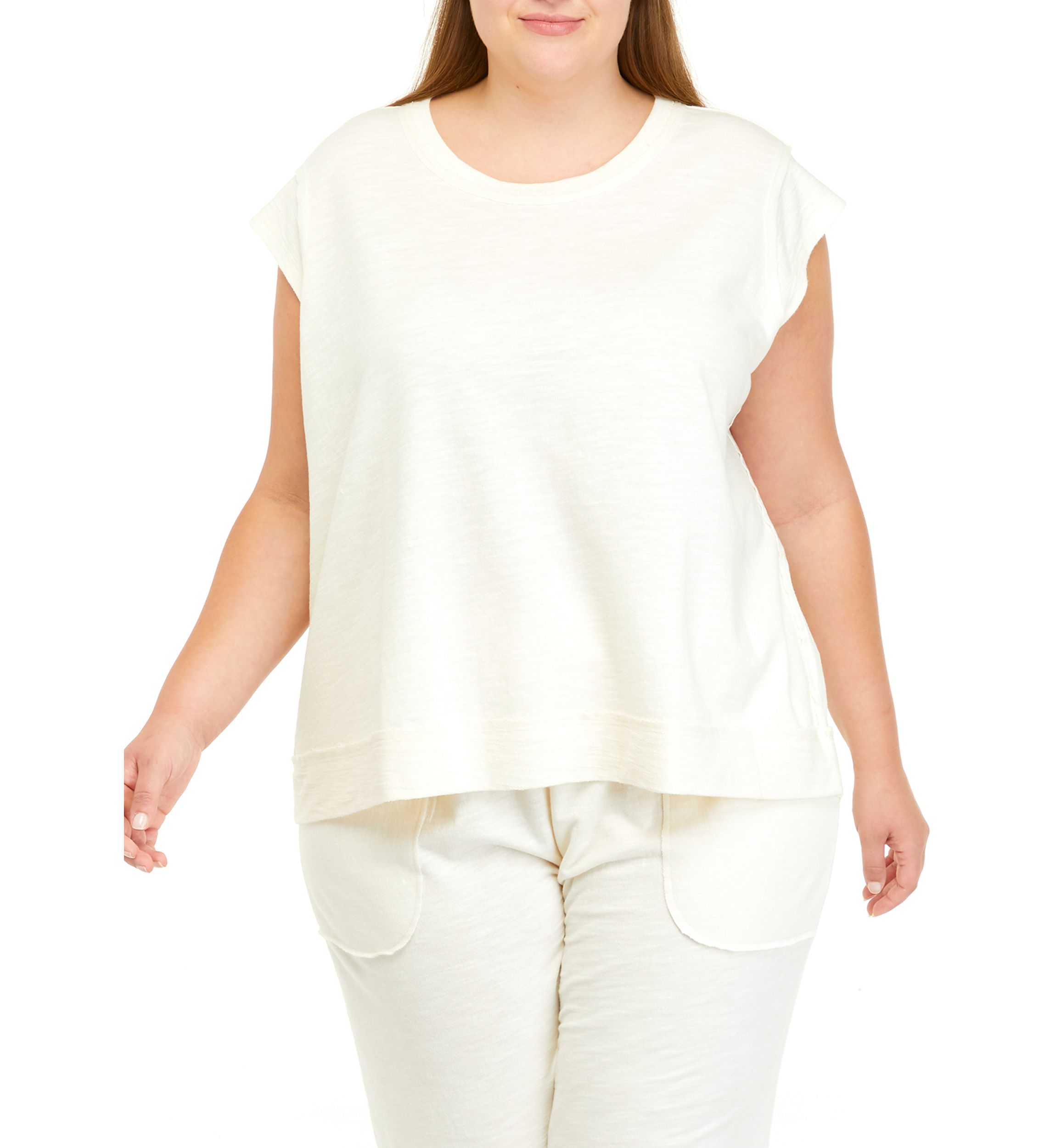 Studio Plus Size Sleeveless Slub Terry Muscle Tank 