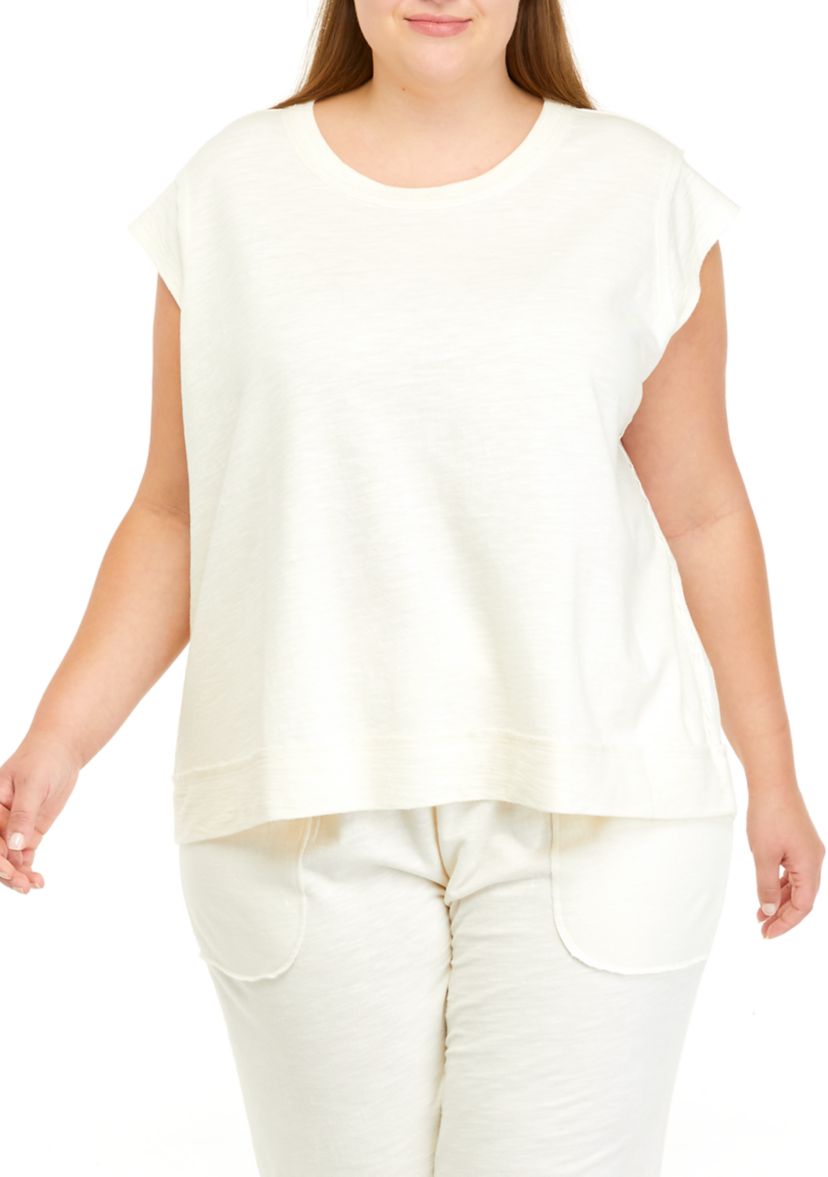 Studio Plus Size Sleeveless Slub Terry Muscle Tank 