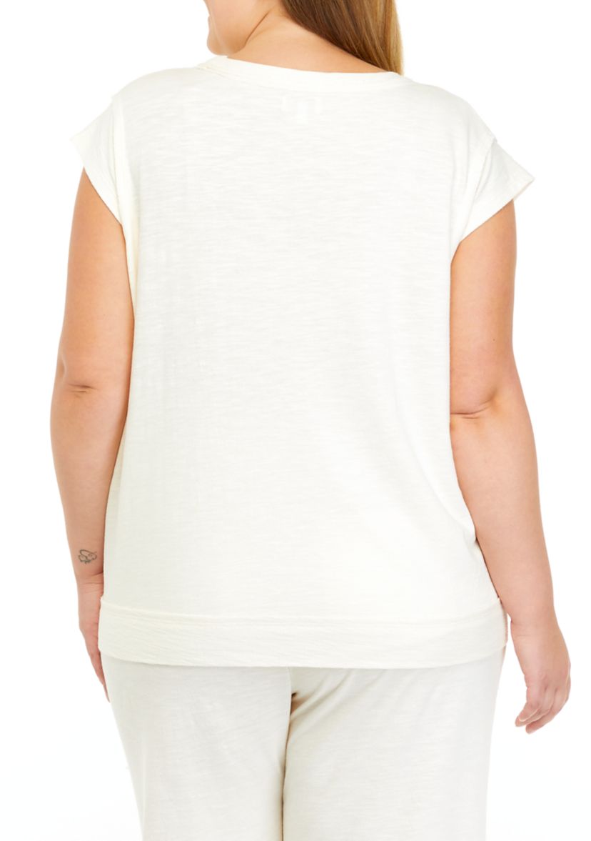 Studio Plus Size Sleeveless Slub Terry Muscle Tank 