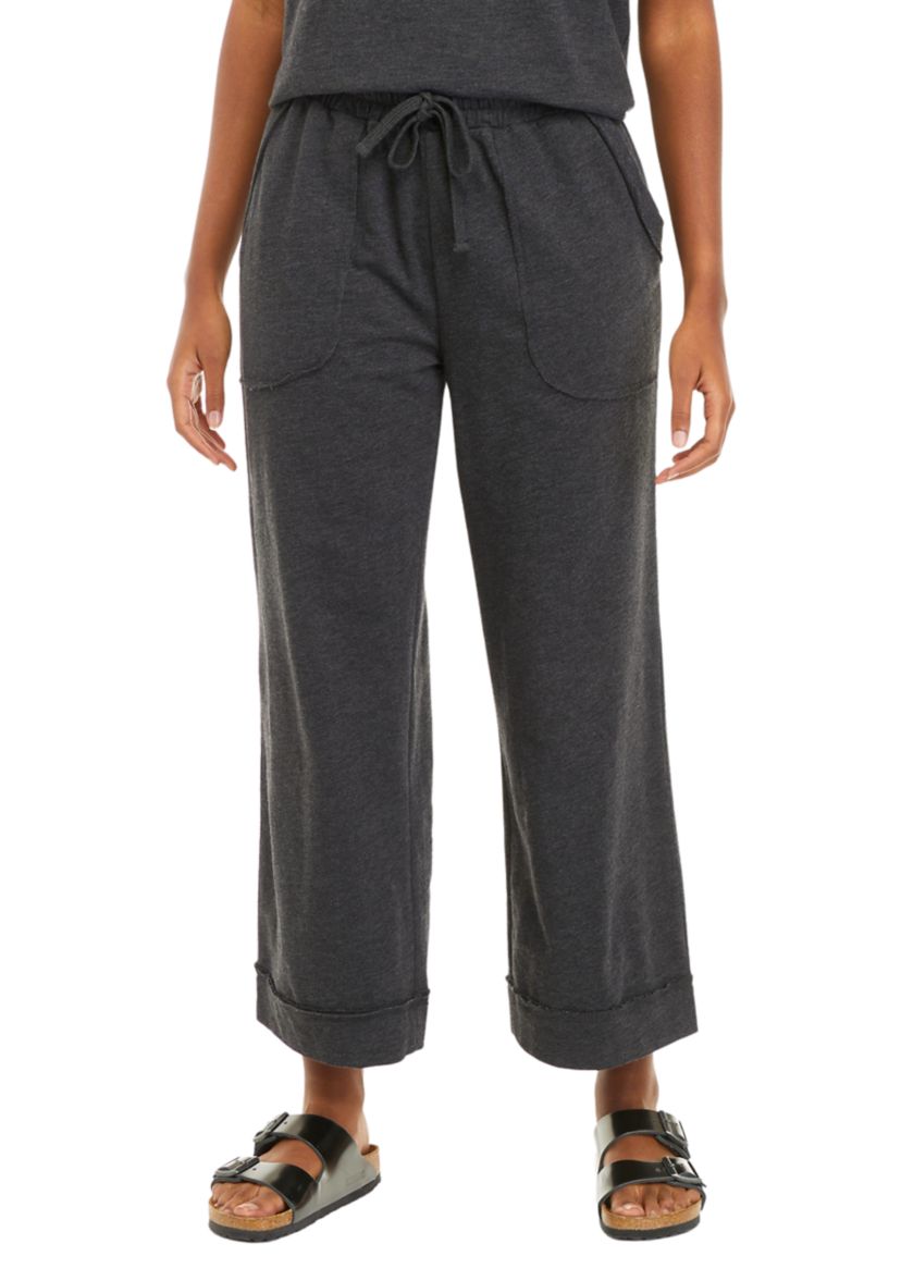 Womens Slub Terry Cropped Wide Leg Pants									