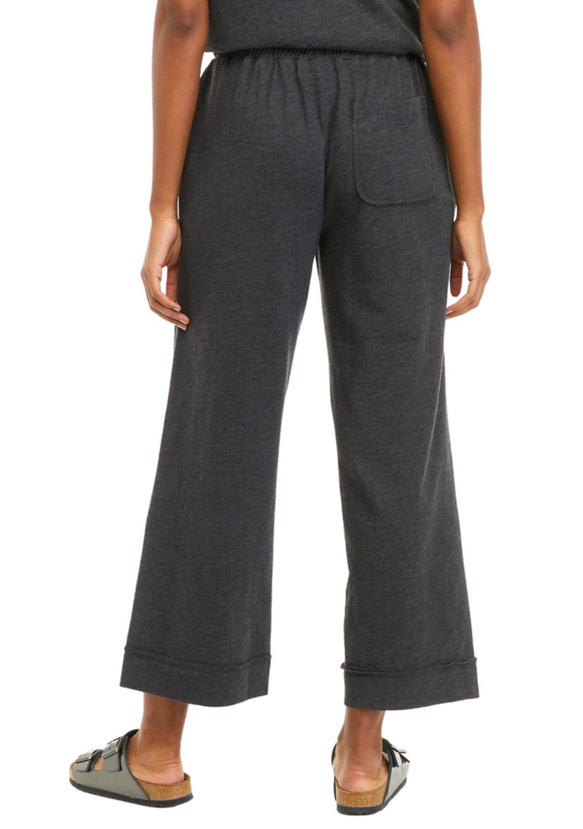 Womens Slub Terry Cropped Wide Leg Pants									