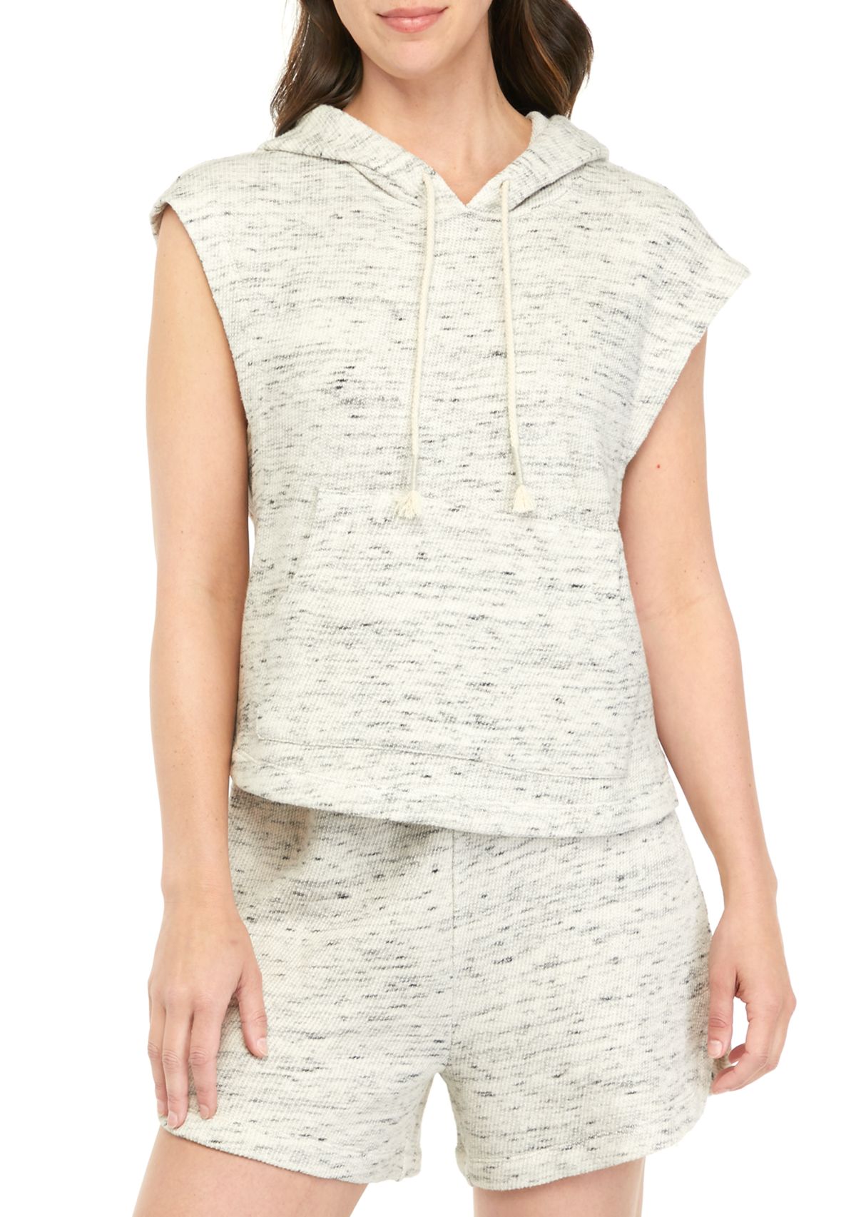 Studio Womens Slub Terry Sleeveless Hoodie 