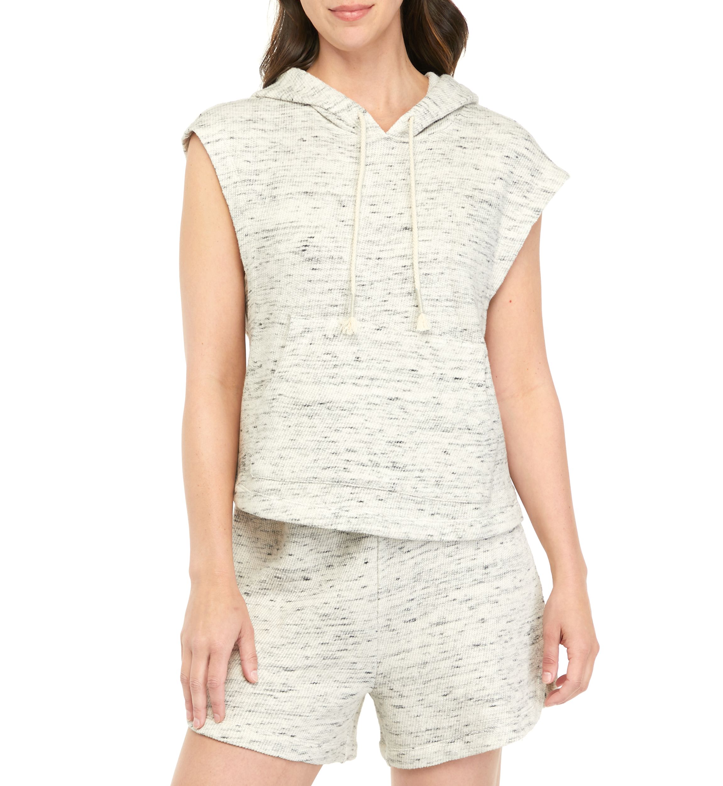 Studio Womens Slub Terry Sleeveless Hoodie 