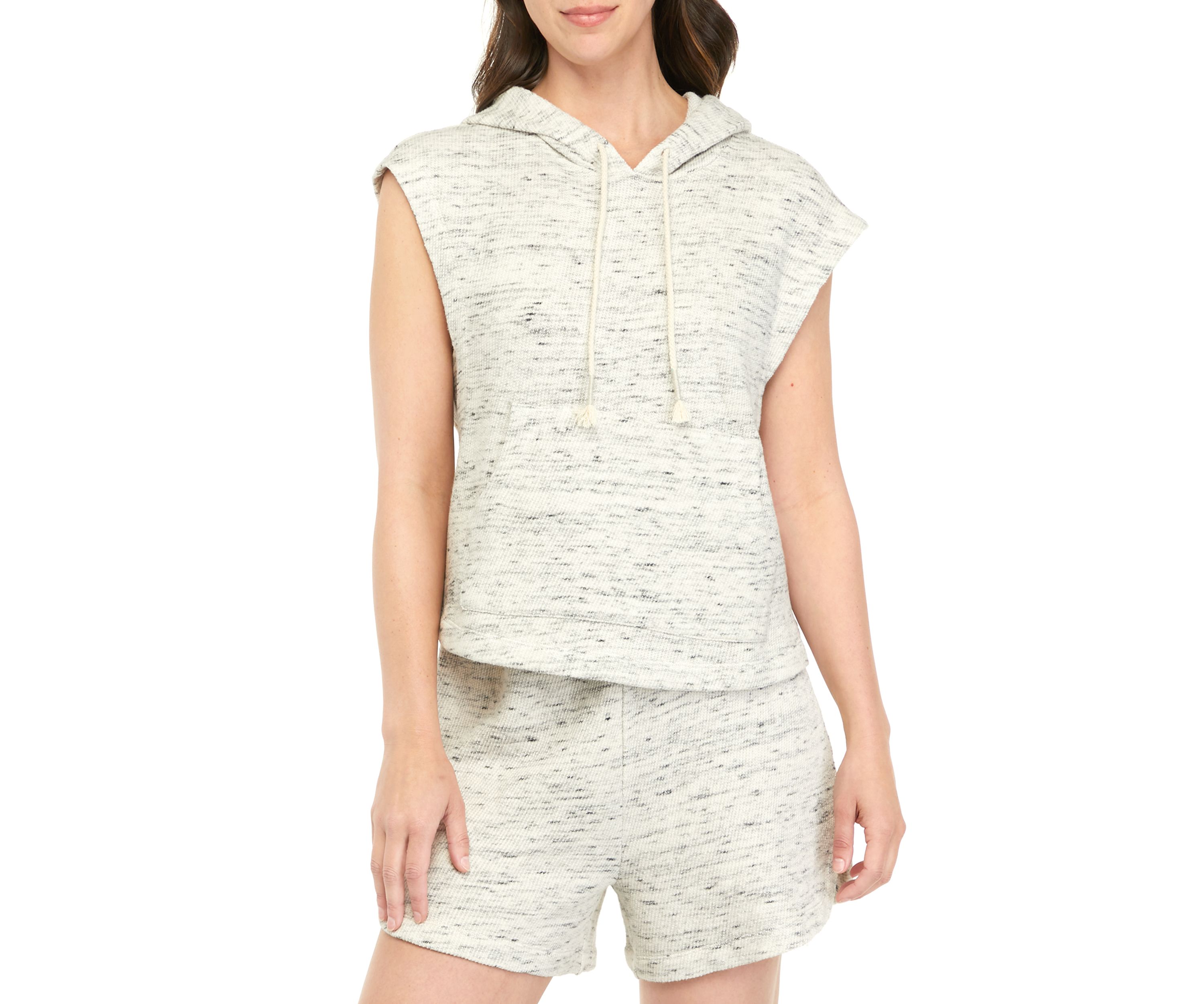 Studio Womens Slub Terry Sleeveless Hoodie 