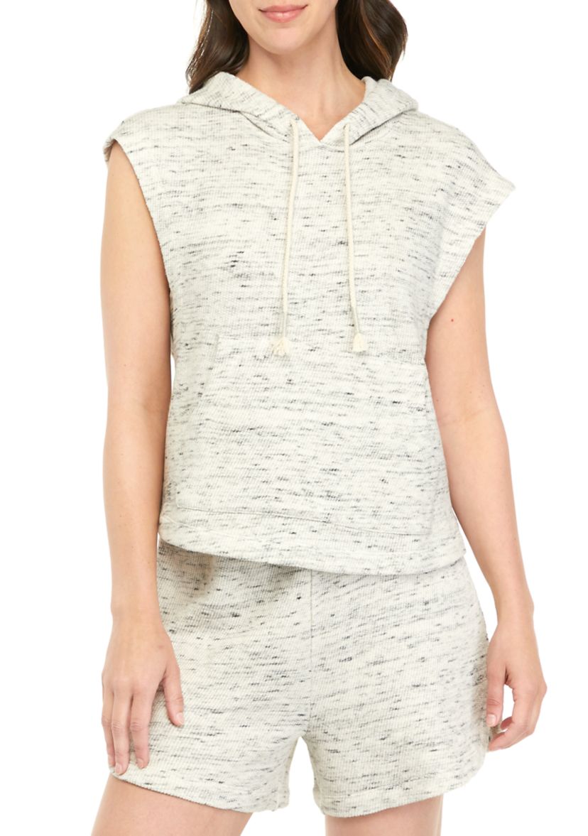 Studio Womens Slub Terry Sleeveless Hoodie 