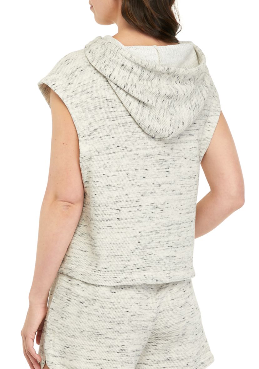 Studio Womens Slub Terry Sleeveless Hoodie 