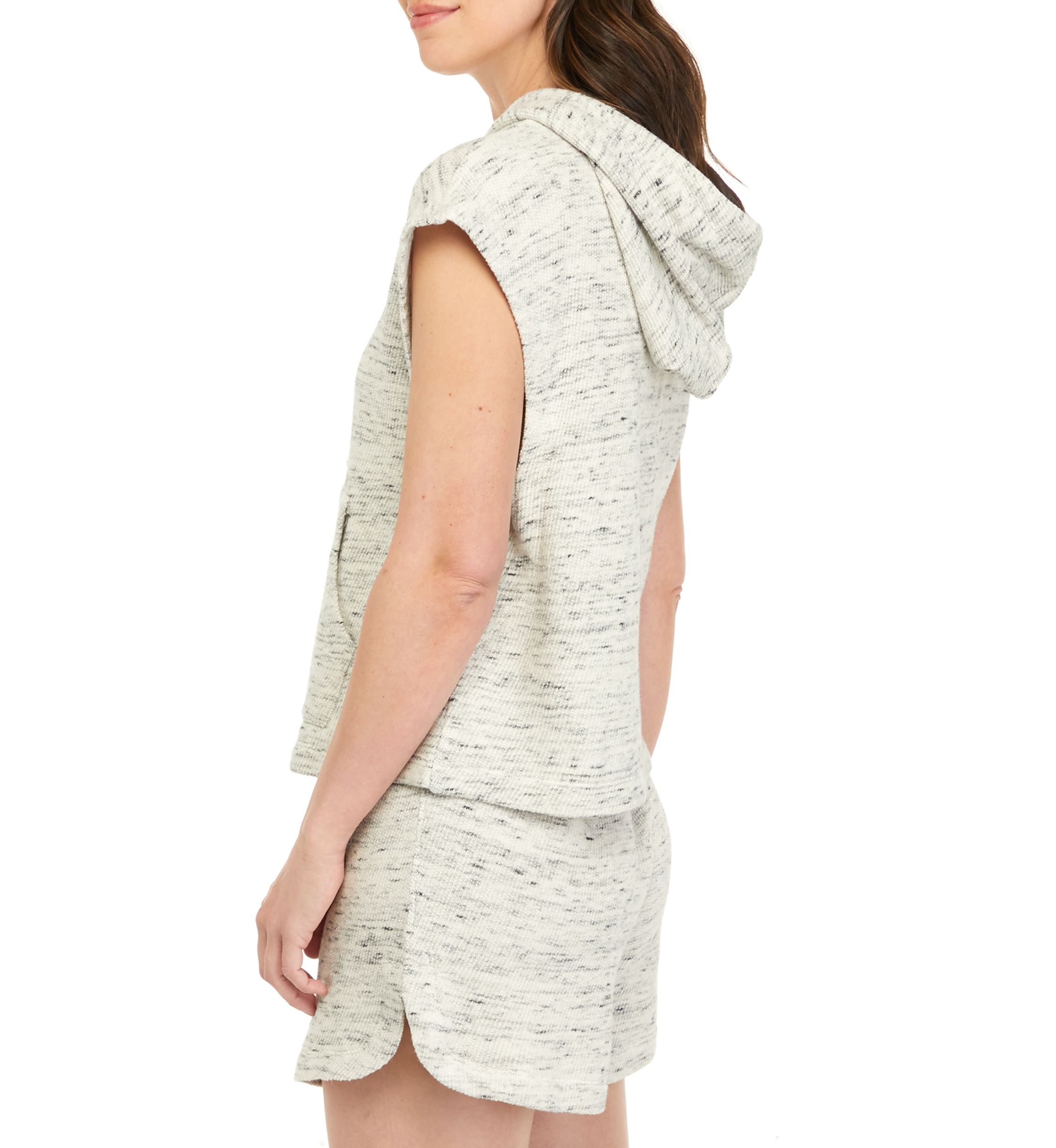 Studio Womens Slub Terry Sleeveless Hoodie 