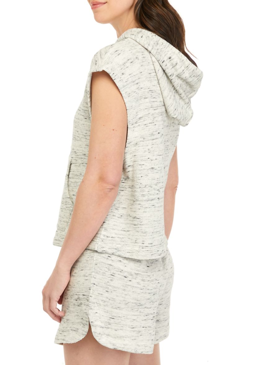 Studio Womens Slub Terry Sleeveless Hoodie 