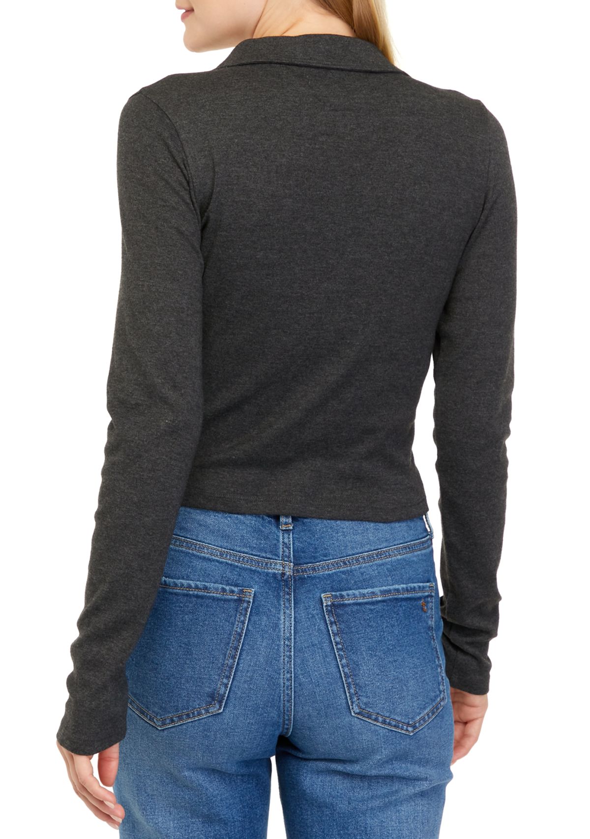 Long Sleeve Cropped Collared Shirt 