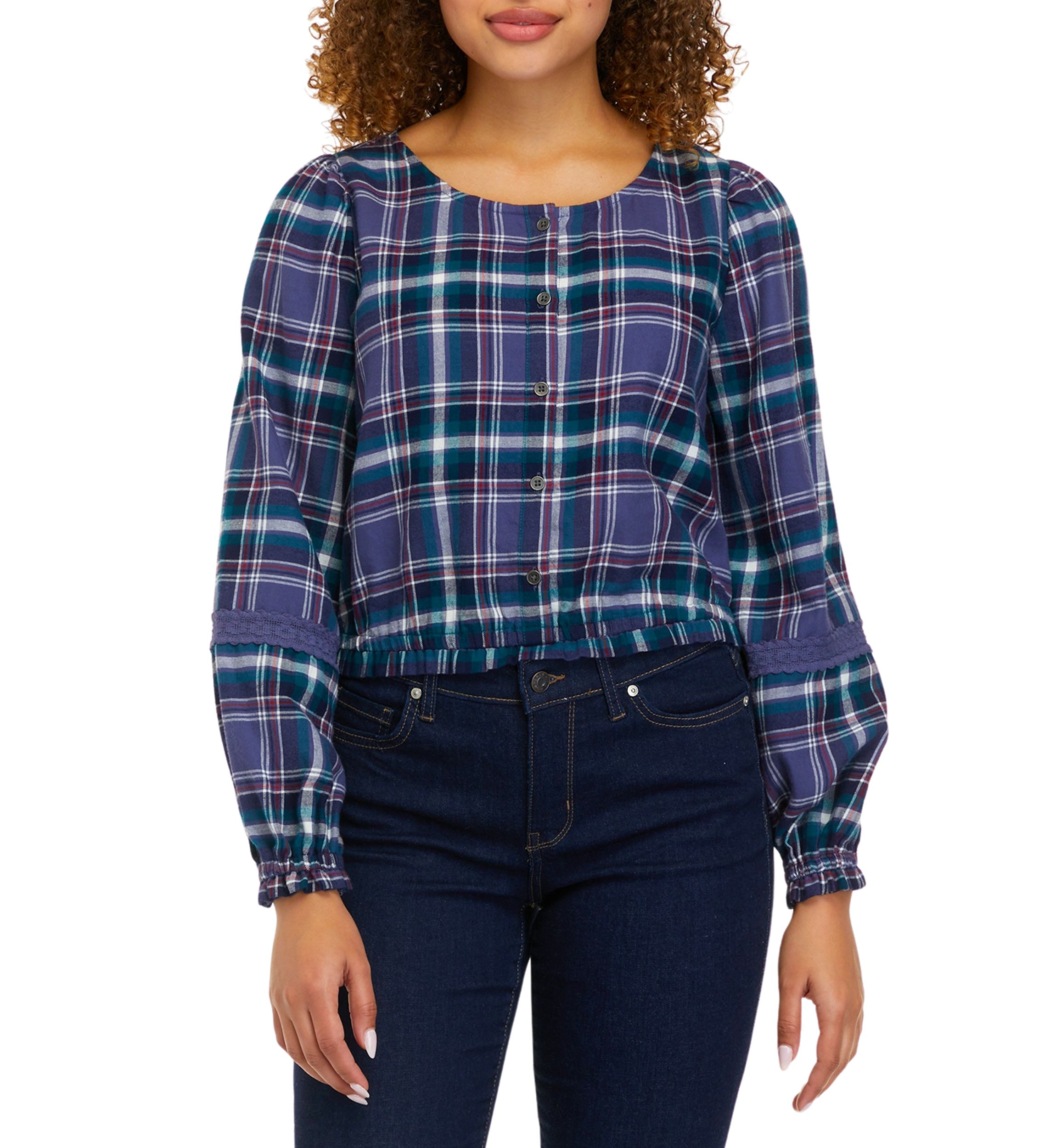 Long Sleeve Cropped Peasant Top