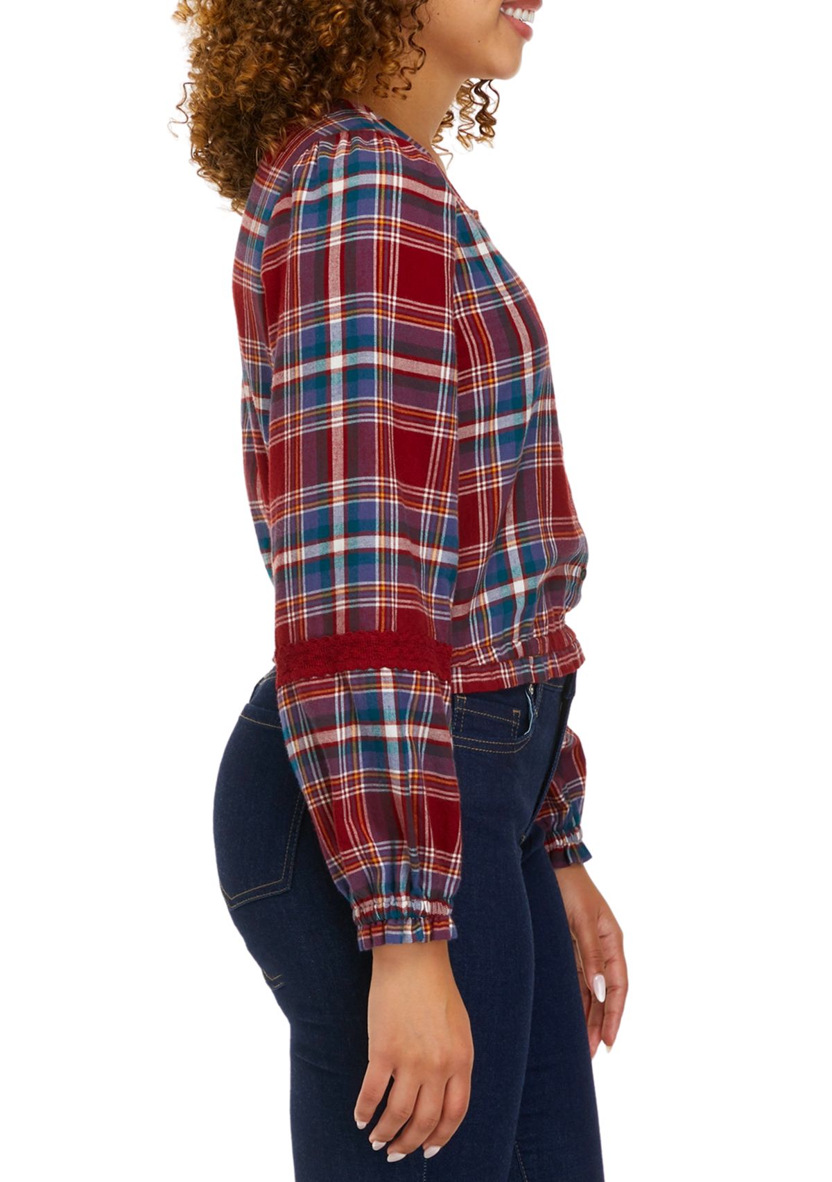 Long Sleeve Cropped Peasant Top