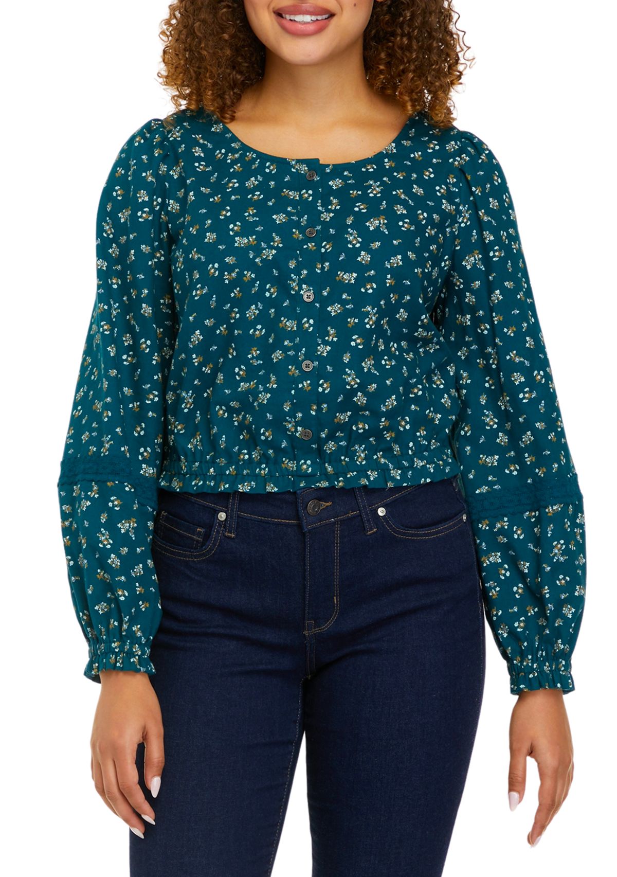 Long Sleeve Cropped Peasant Top