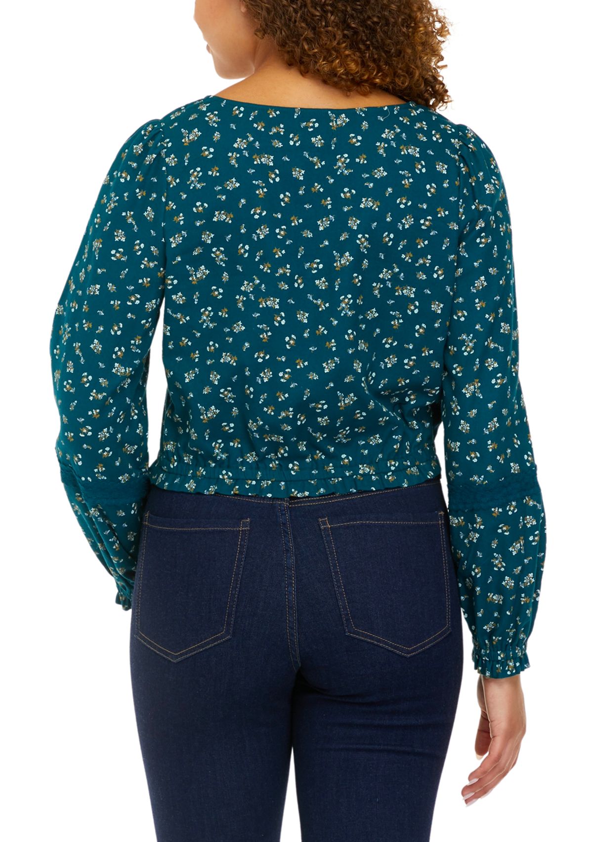 Long Sleeve Cropped Peasant Top
