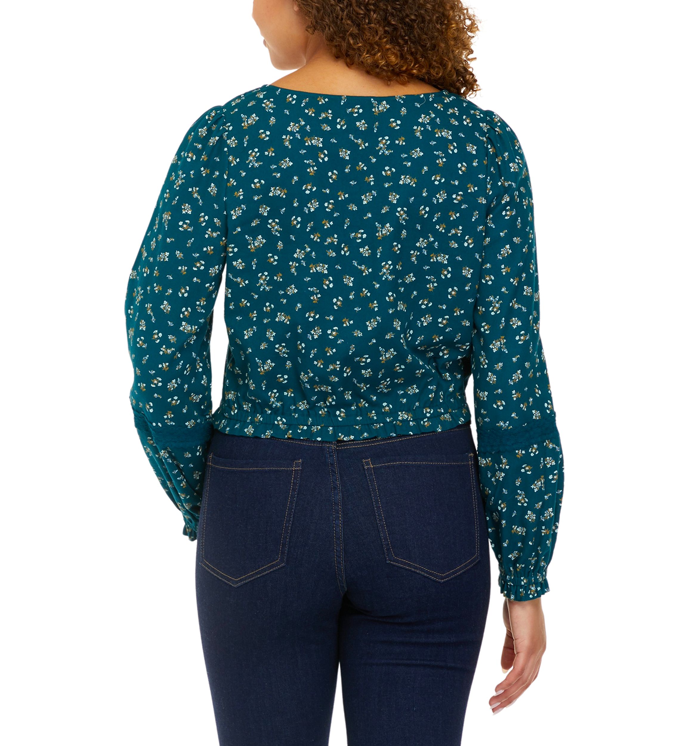 Long Sleeve Cropped Peasant Top
