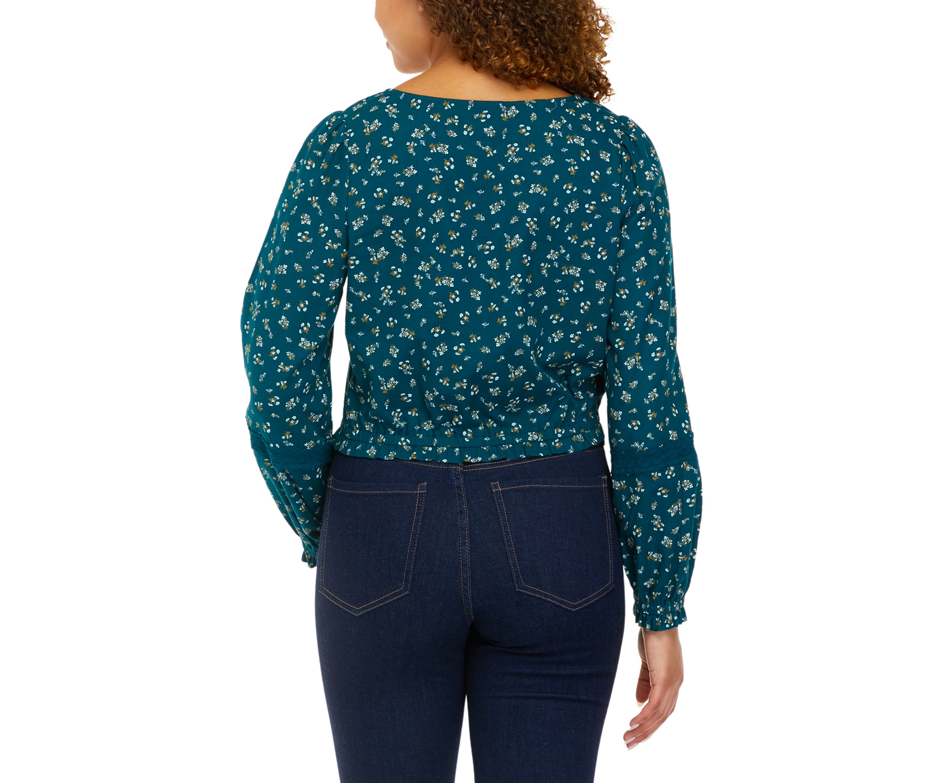 Long Sleeve Cropped Peasant Top
