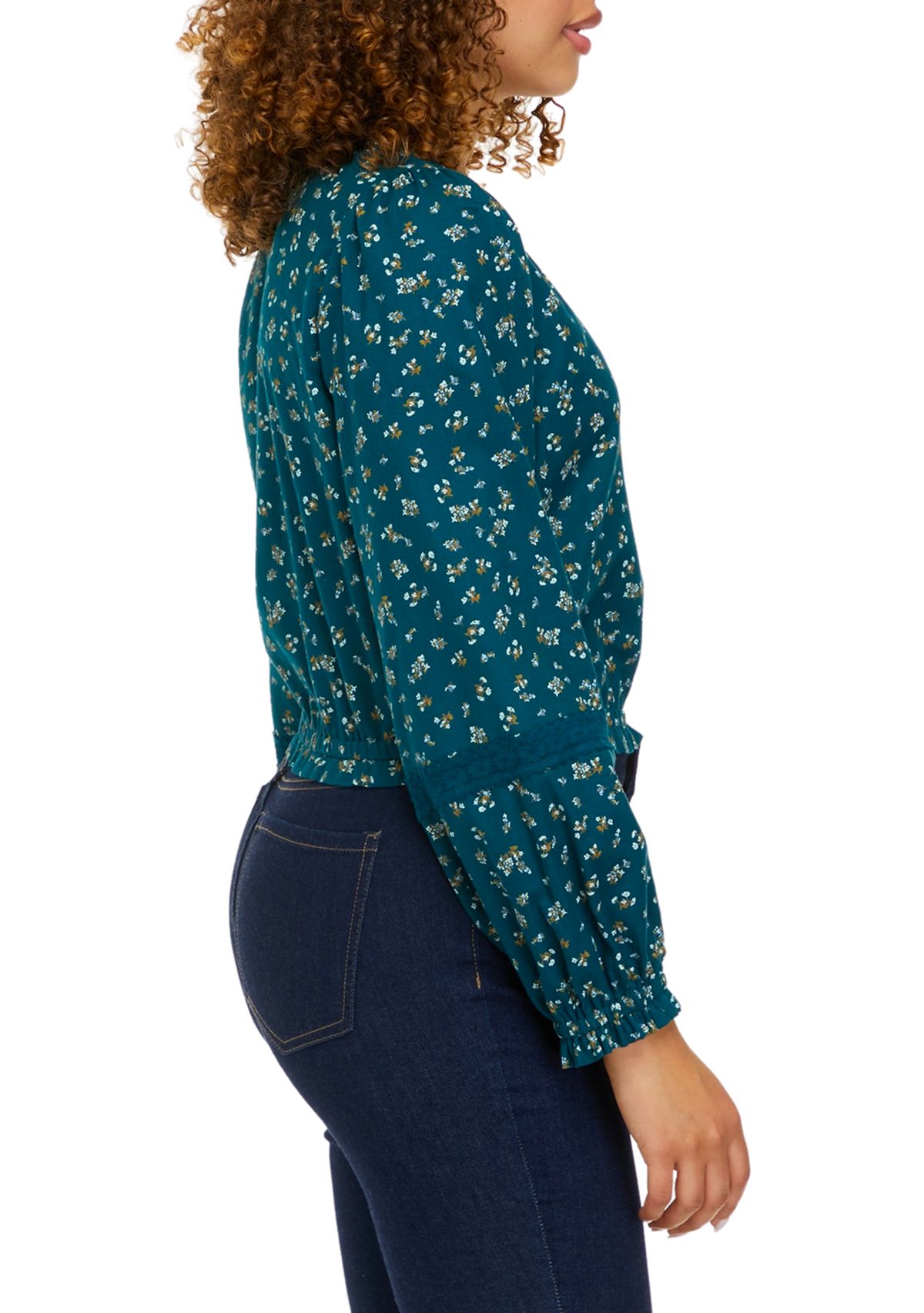 Long Sleeve Cropped Peasant Top