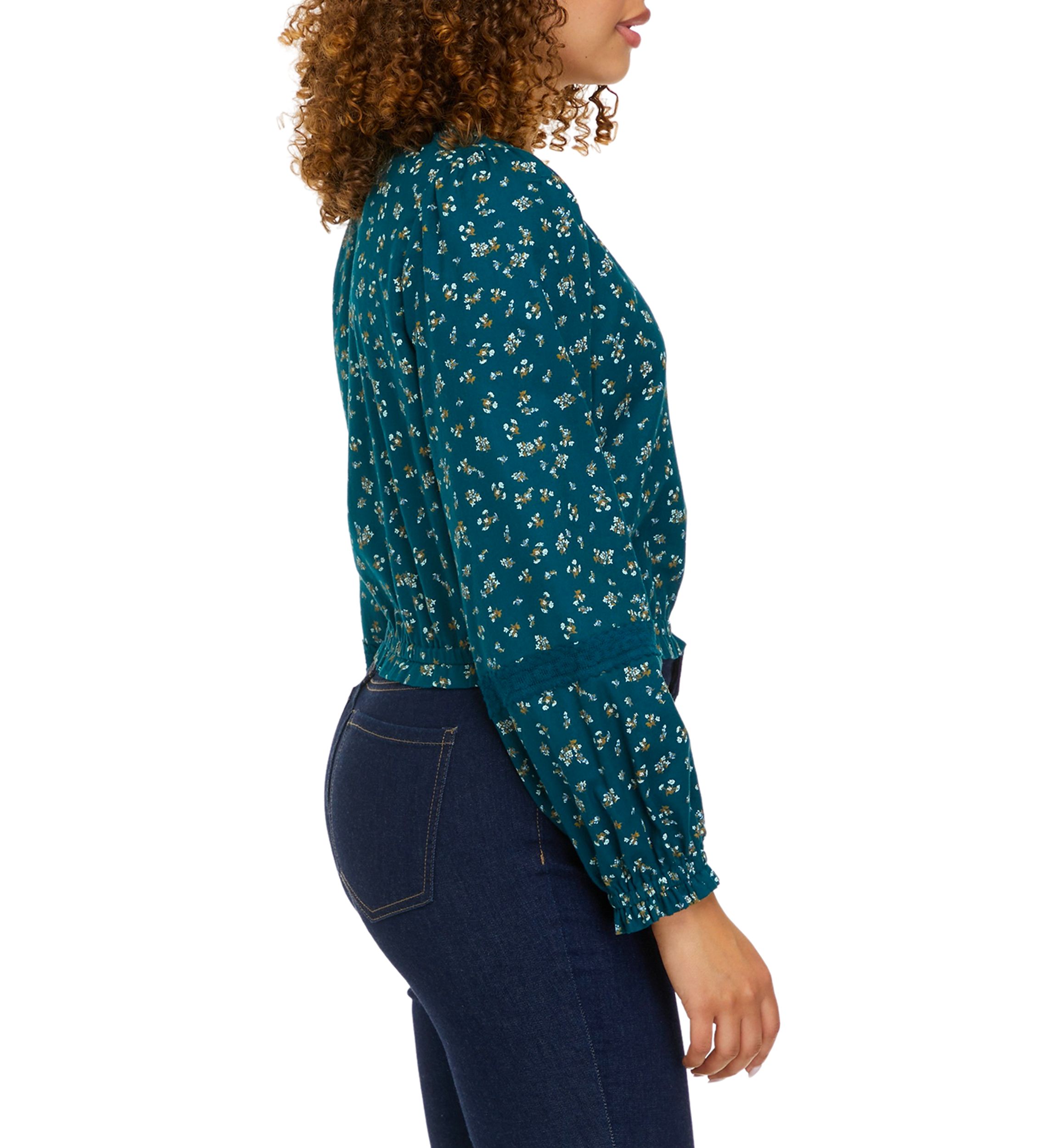 Long Sleeve Cropped Peasant Top