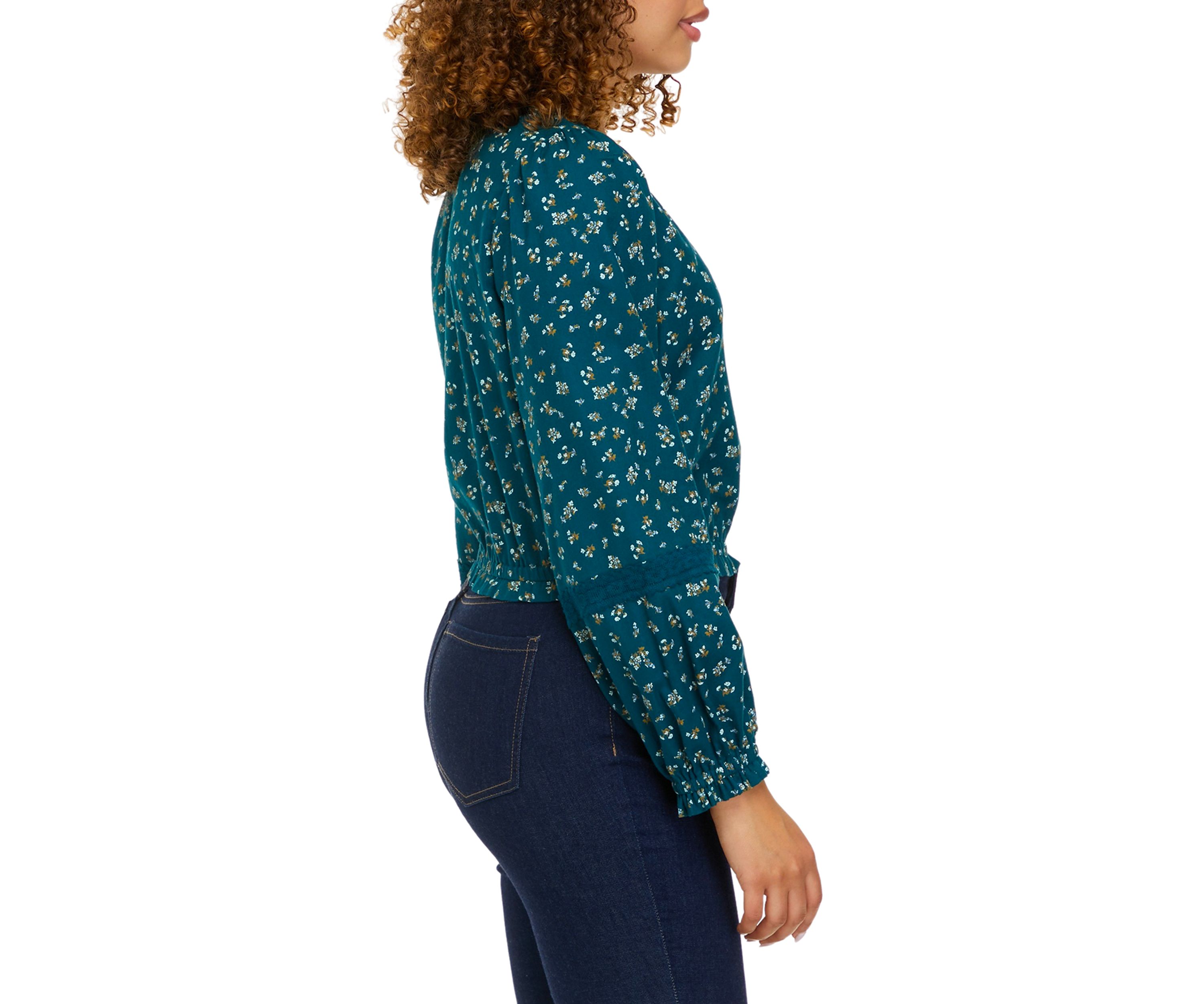 Long Sleeve Cropped Peasant Top