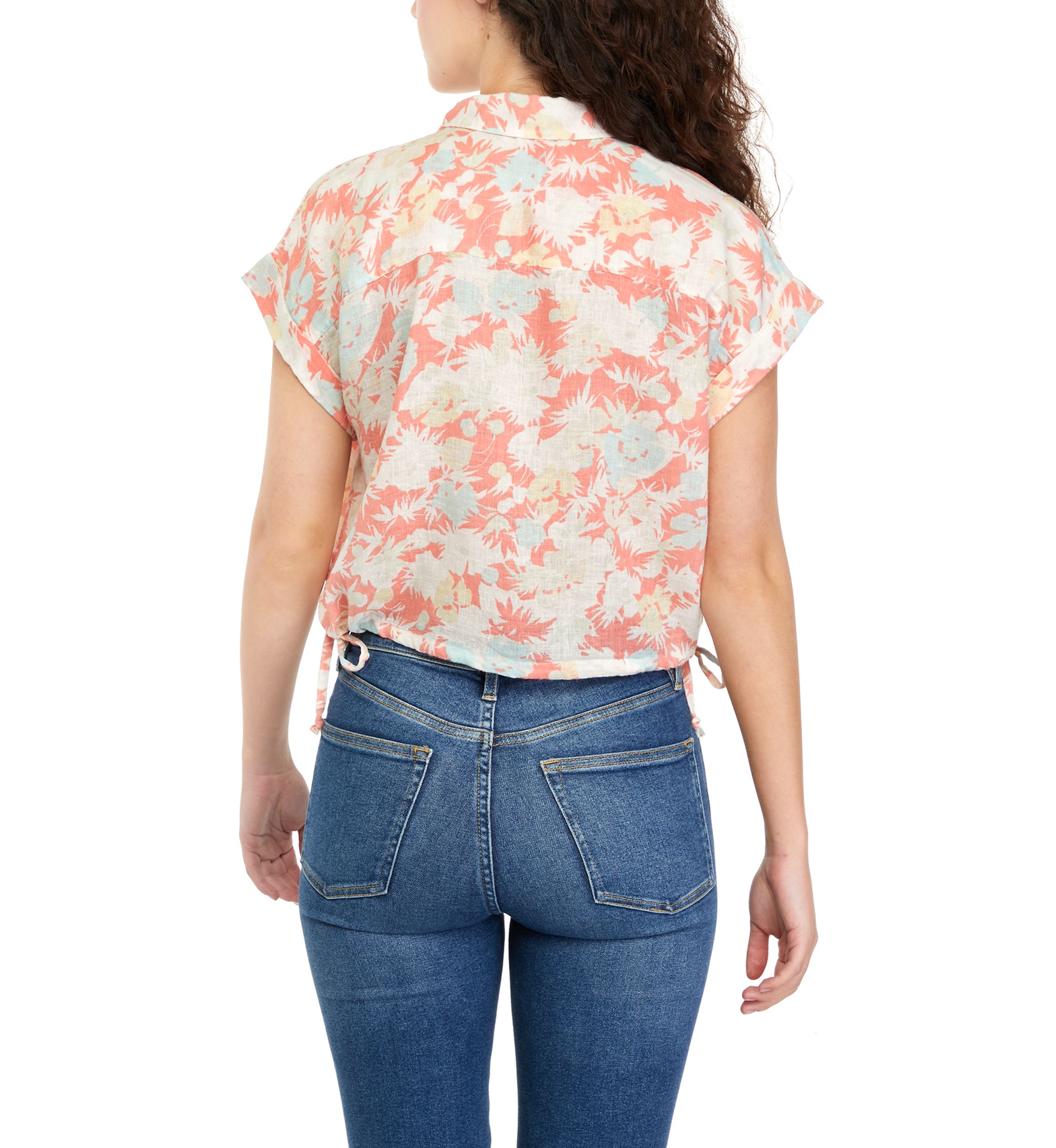 Short Sleeve Side Tie Camp Shirt 