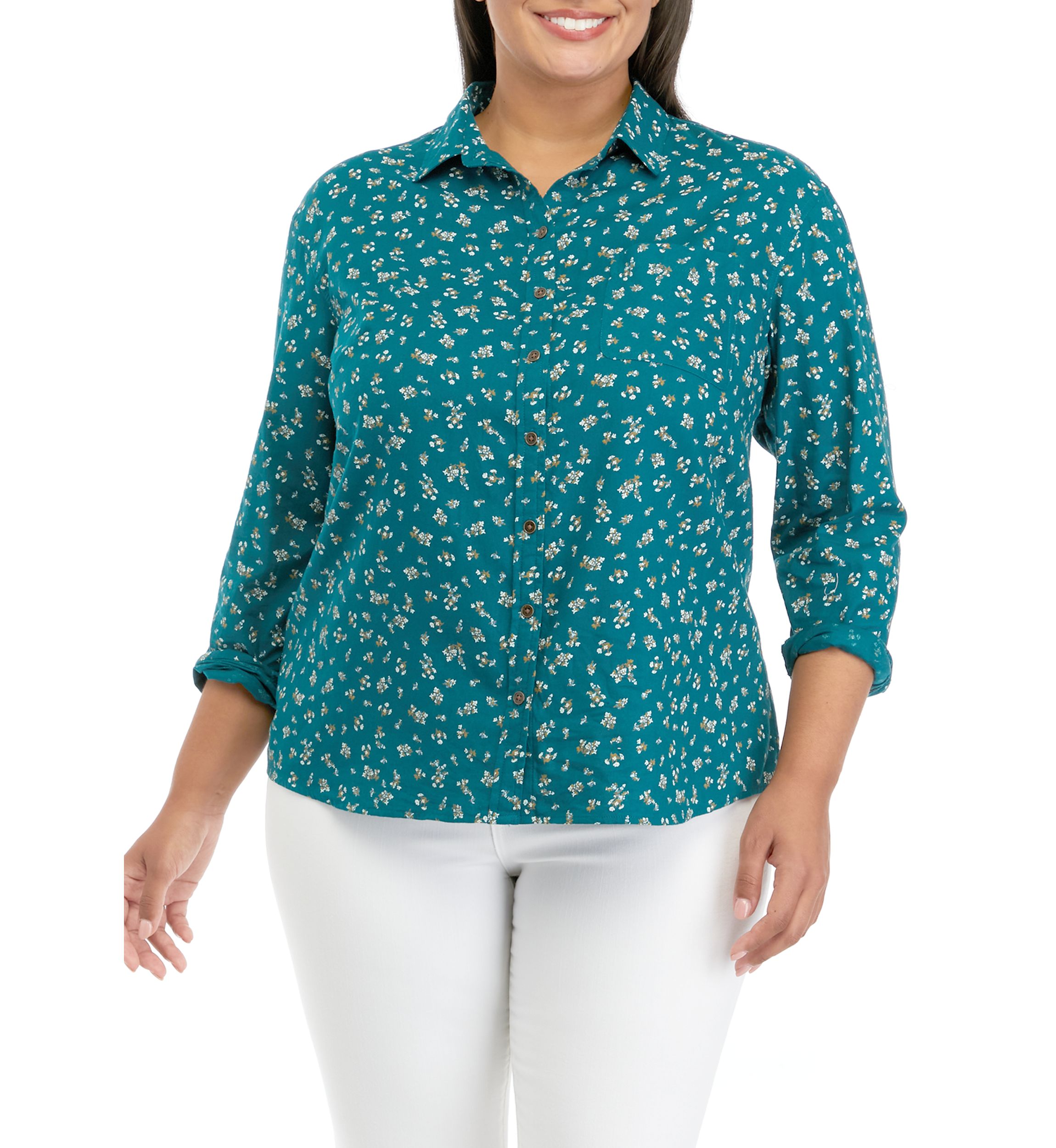 Plus Size Printed Woven Top