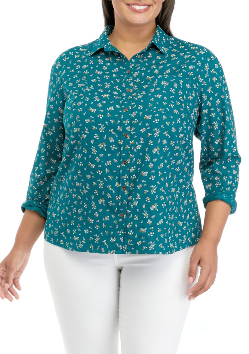 Plus Size Printed Woven Top