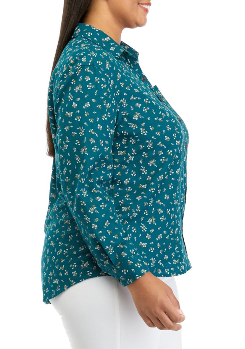 Plus Size Printed Woven Top