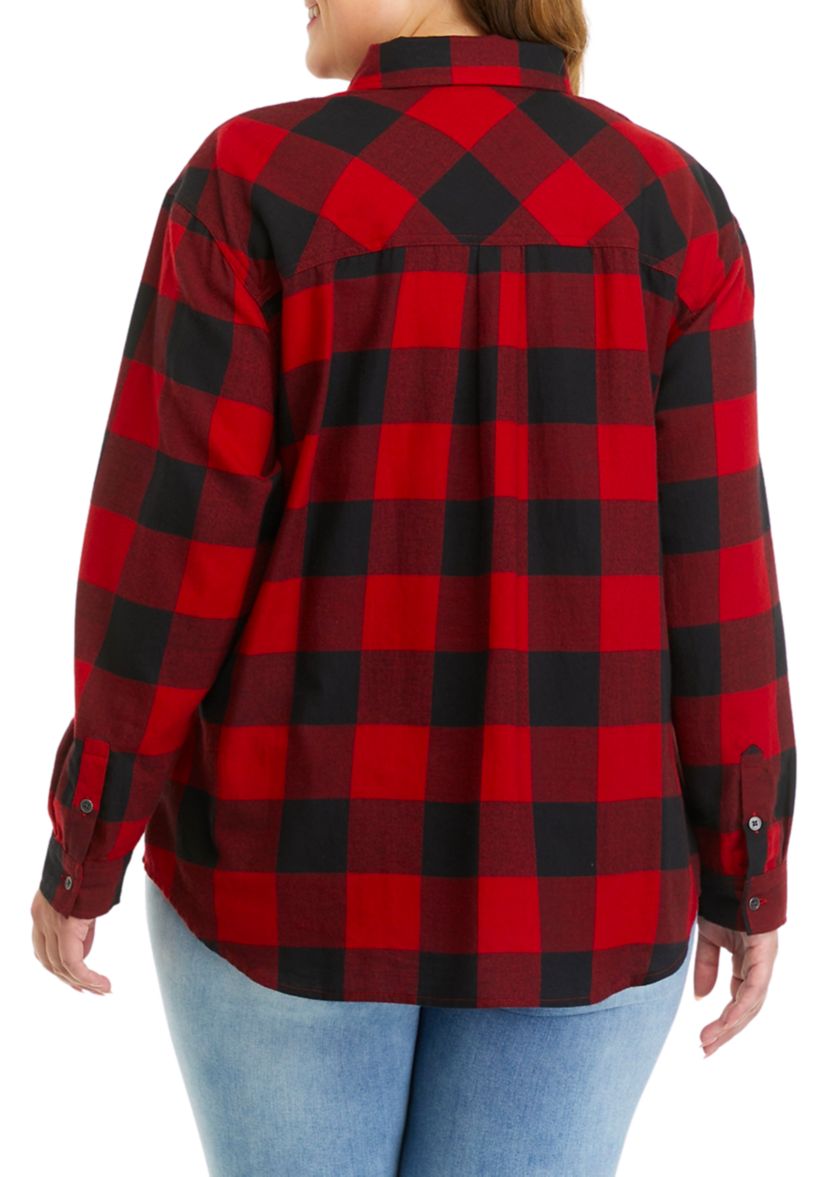 Plus Size Woven Button Down Top