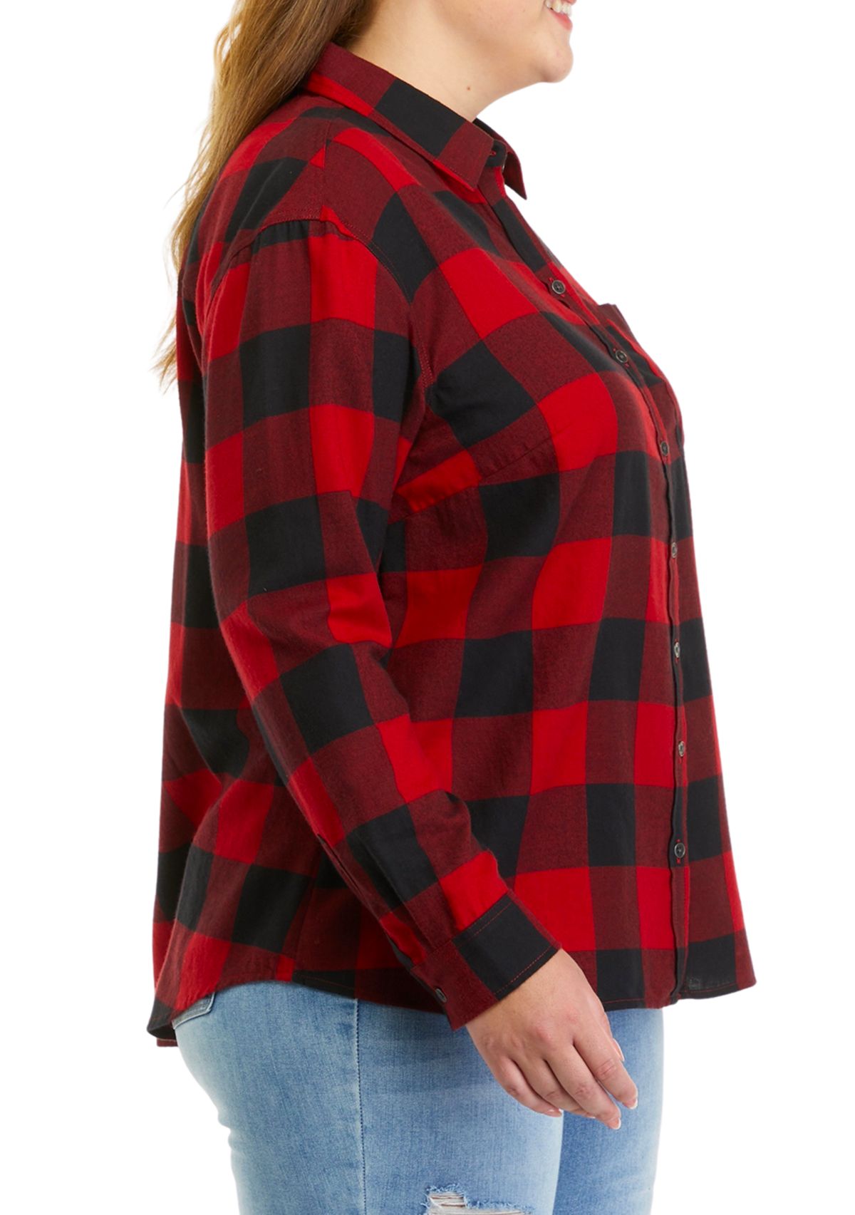 Plus Size Woven Button Down Top