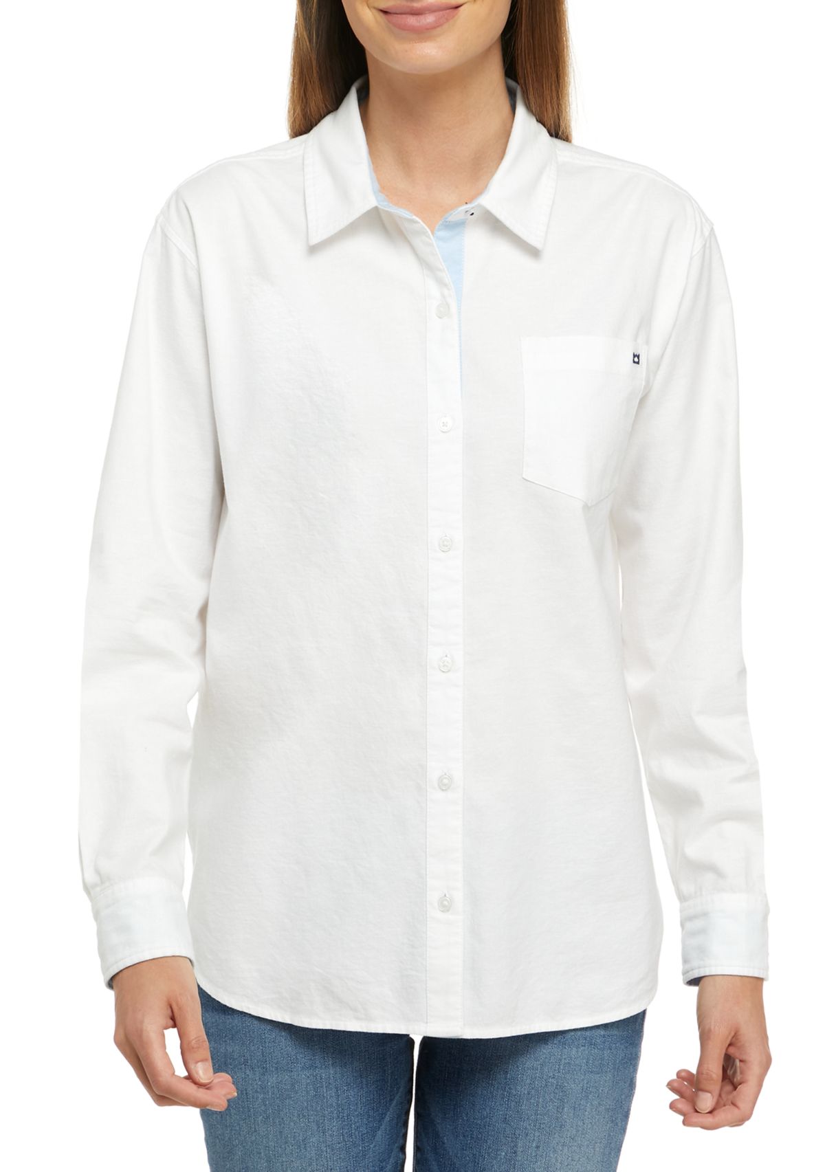 Womens Long Sleeve Oxford Boyfriend Shirt 