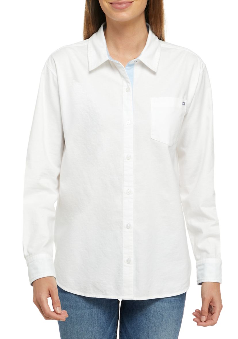 Womens Long Sleeve Oxford Boyfriend Shirt 