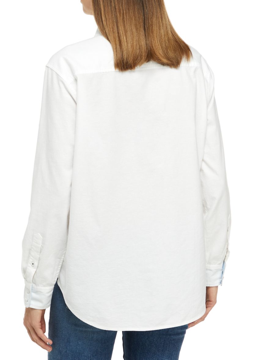 Womens Long Sleeve Oxford Boyfriend Shirt 