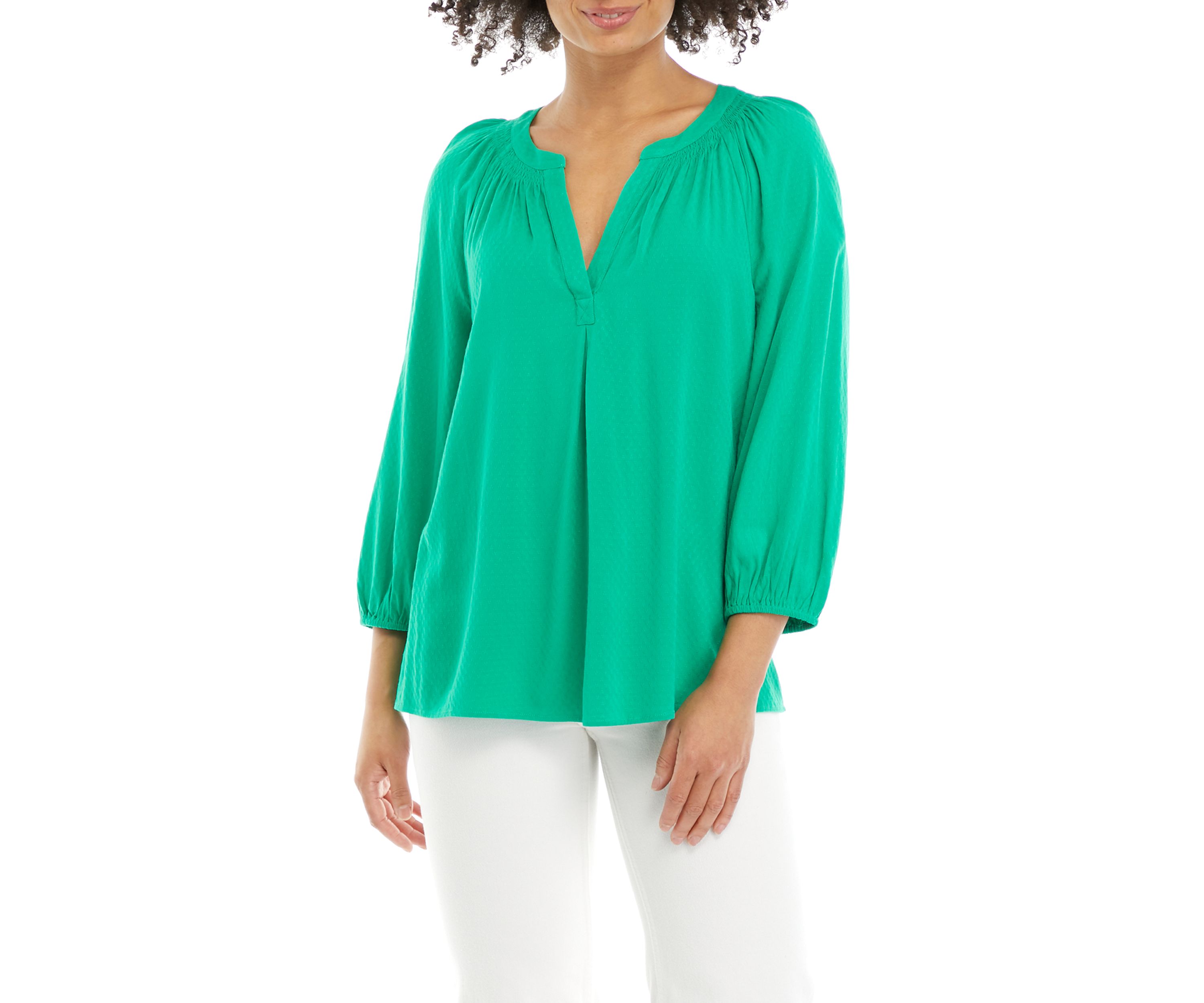 Womens 3/4 Sleeve Peasant Top 