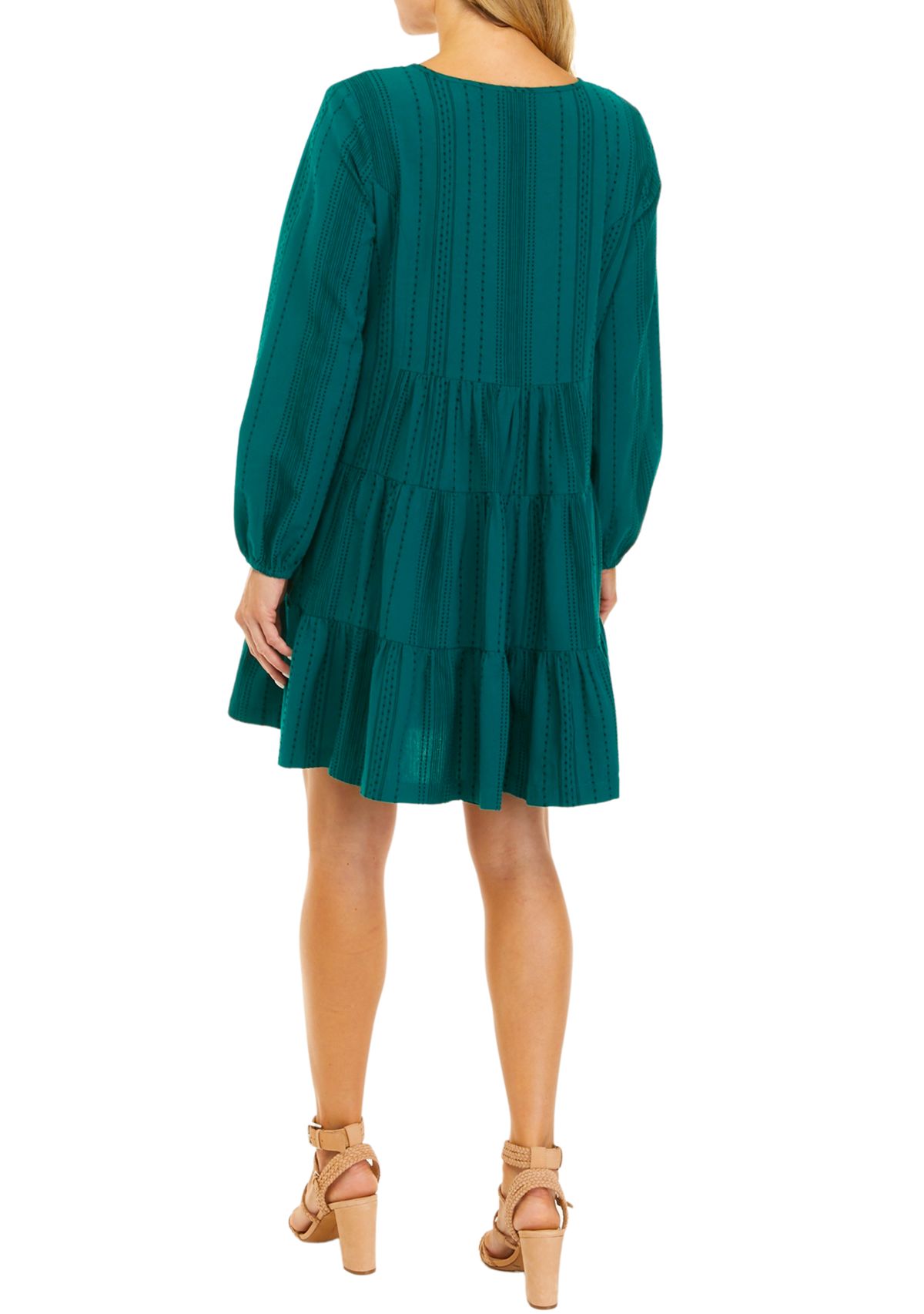 Womens Long Sleeve Embroidered Peasant Dress 