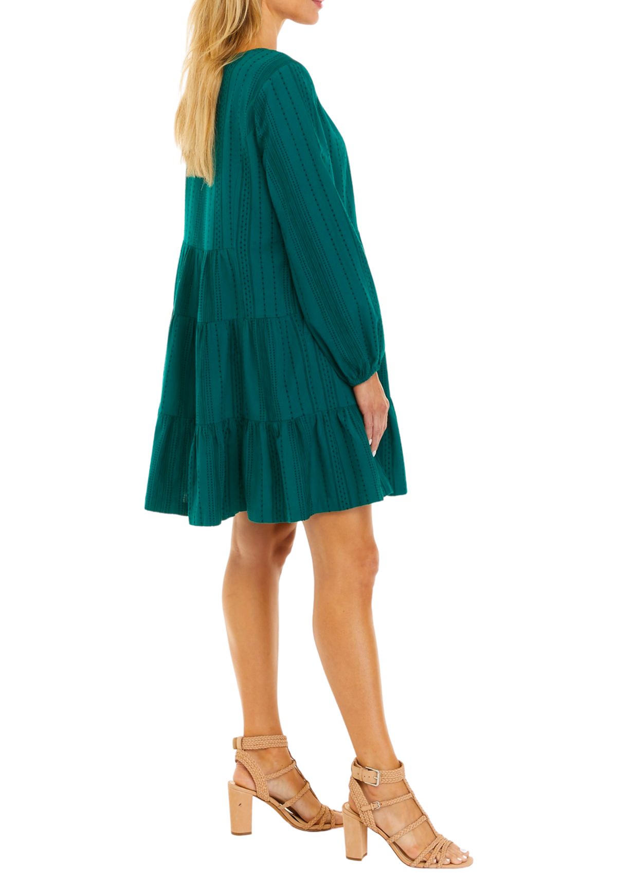 Womens Long Sleeve Embroidered Peasant Dress 