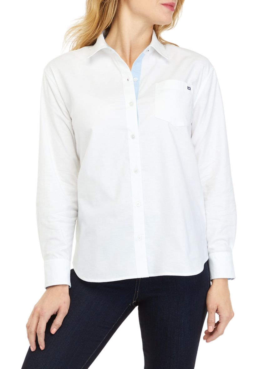Womens Long Sleeve Oxford Boyfriend Shirt 