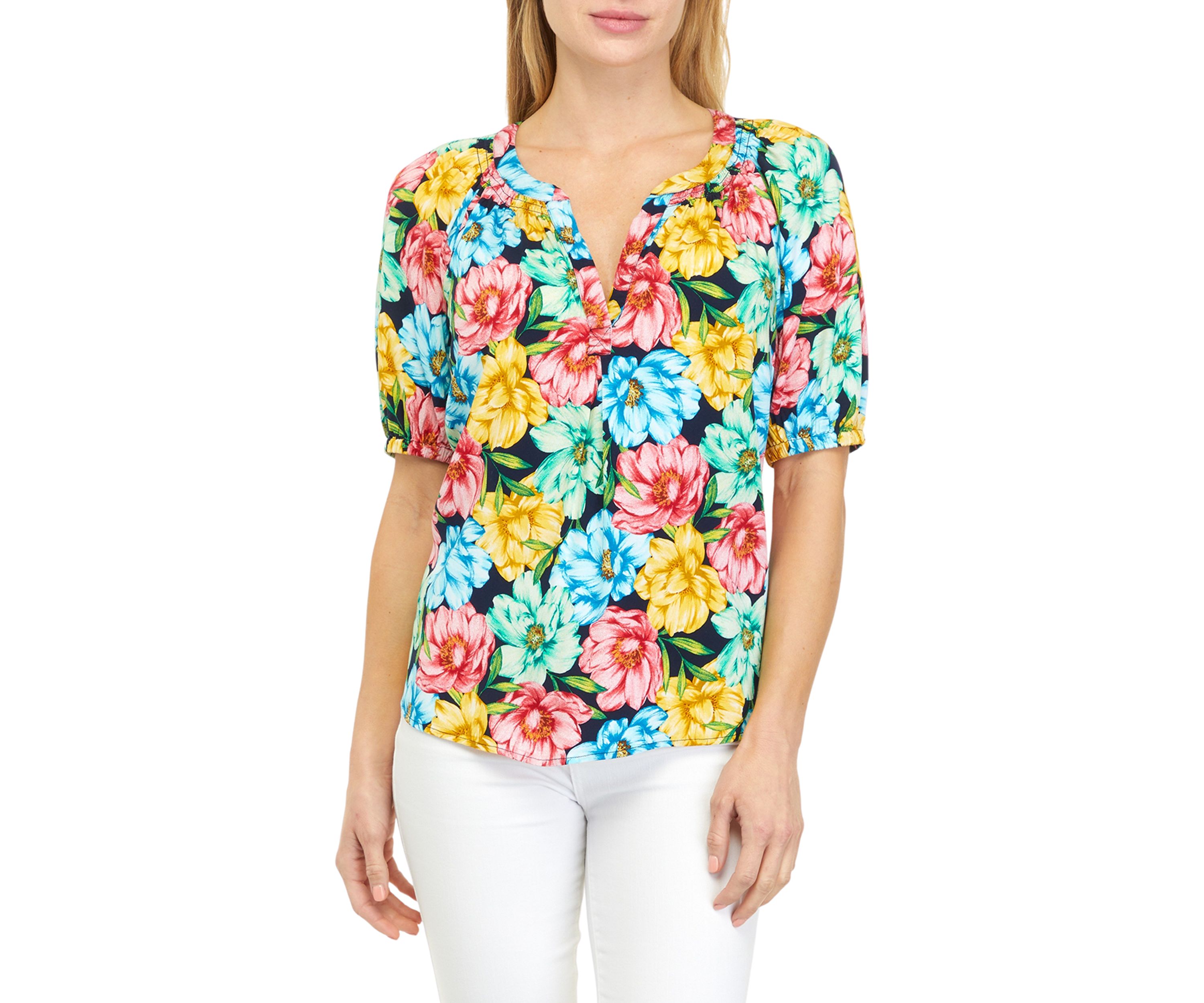 Womens Short Sleeve Peasant Top 
