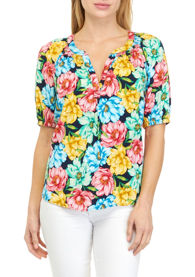 Womens Short Sleeve Peasant Top 