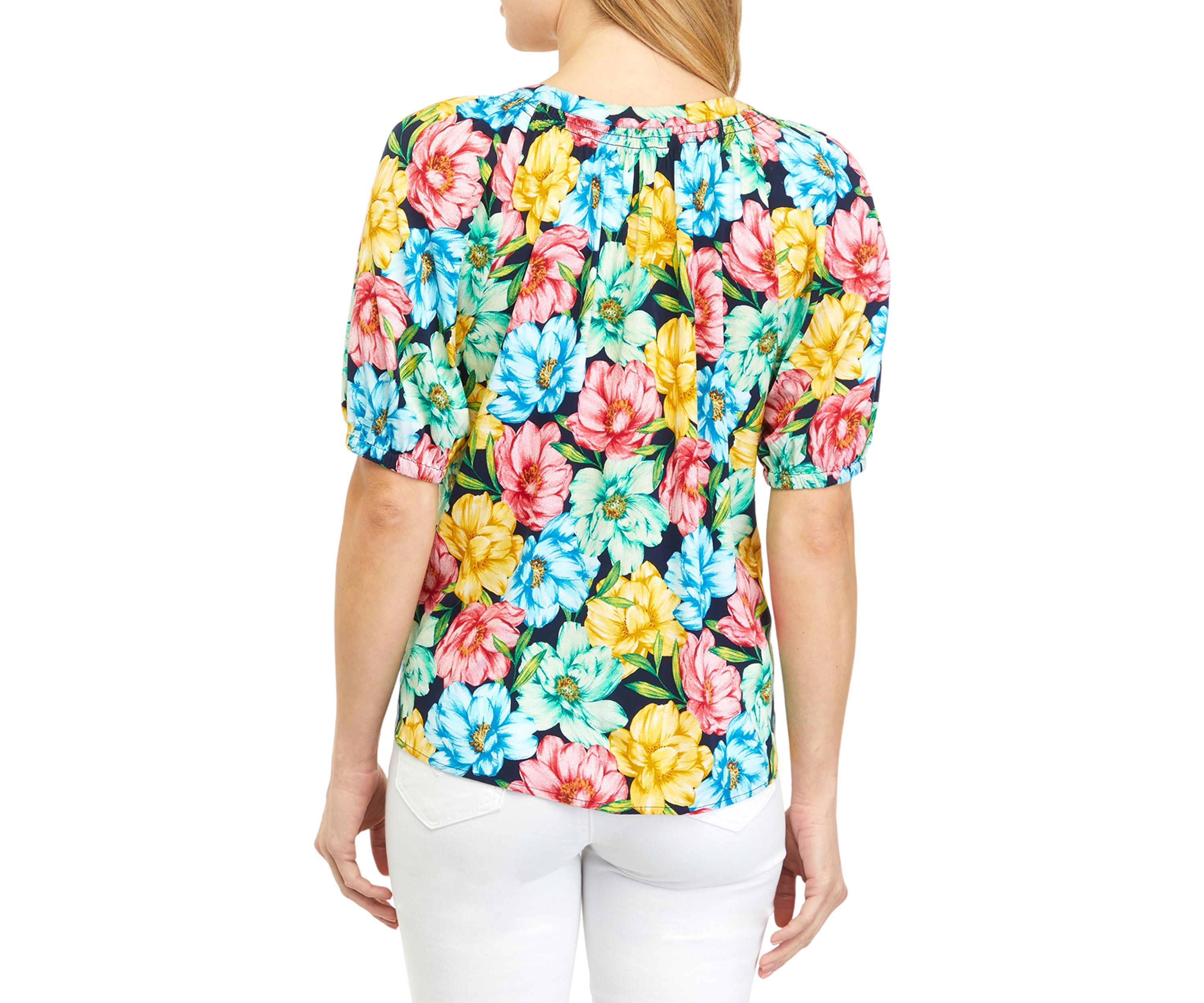 Womens Short Sleeve Peasant Top 