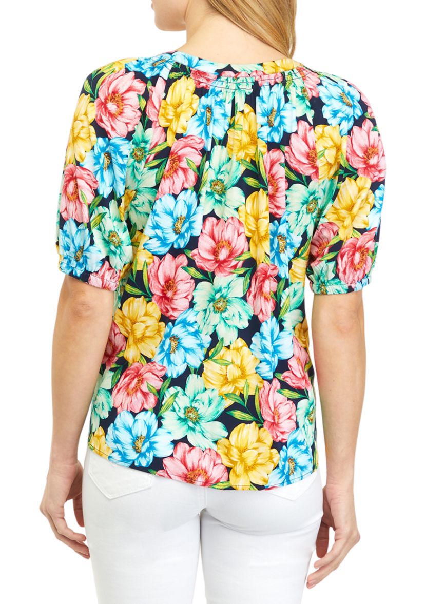 Womens Short Sleeve Peasant Top 