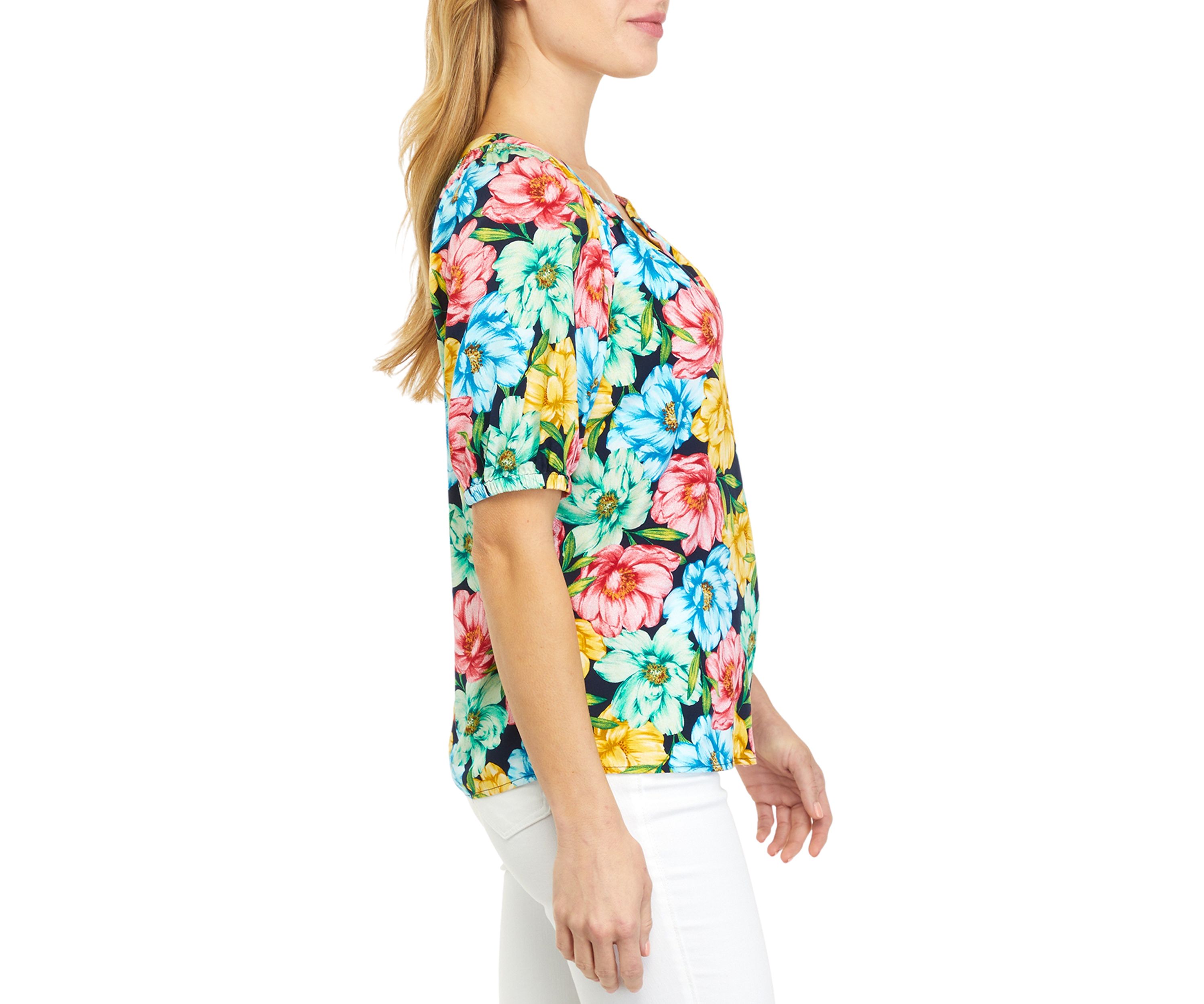 Womens Short Sleeve Peasant Top 